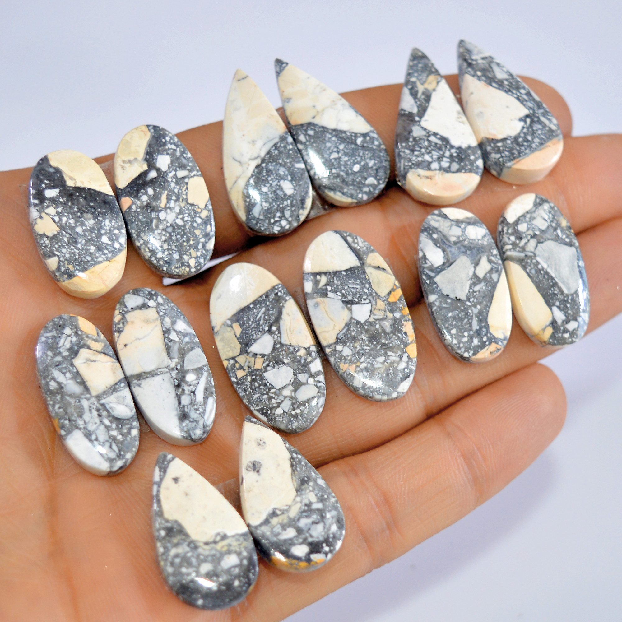 7 Pcs 196 Cts Natural Maligano Jasper Cabochon Loose Gemstone Jewelry Making Earrings Pair Lot Earrings Gift For Her 26x13 23x11mm 16216