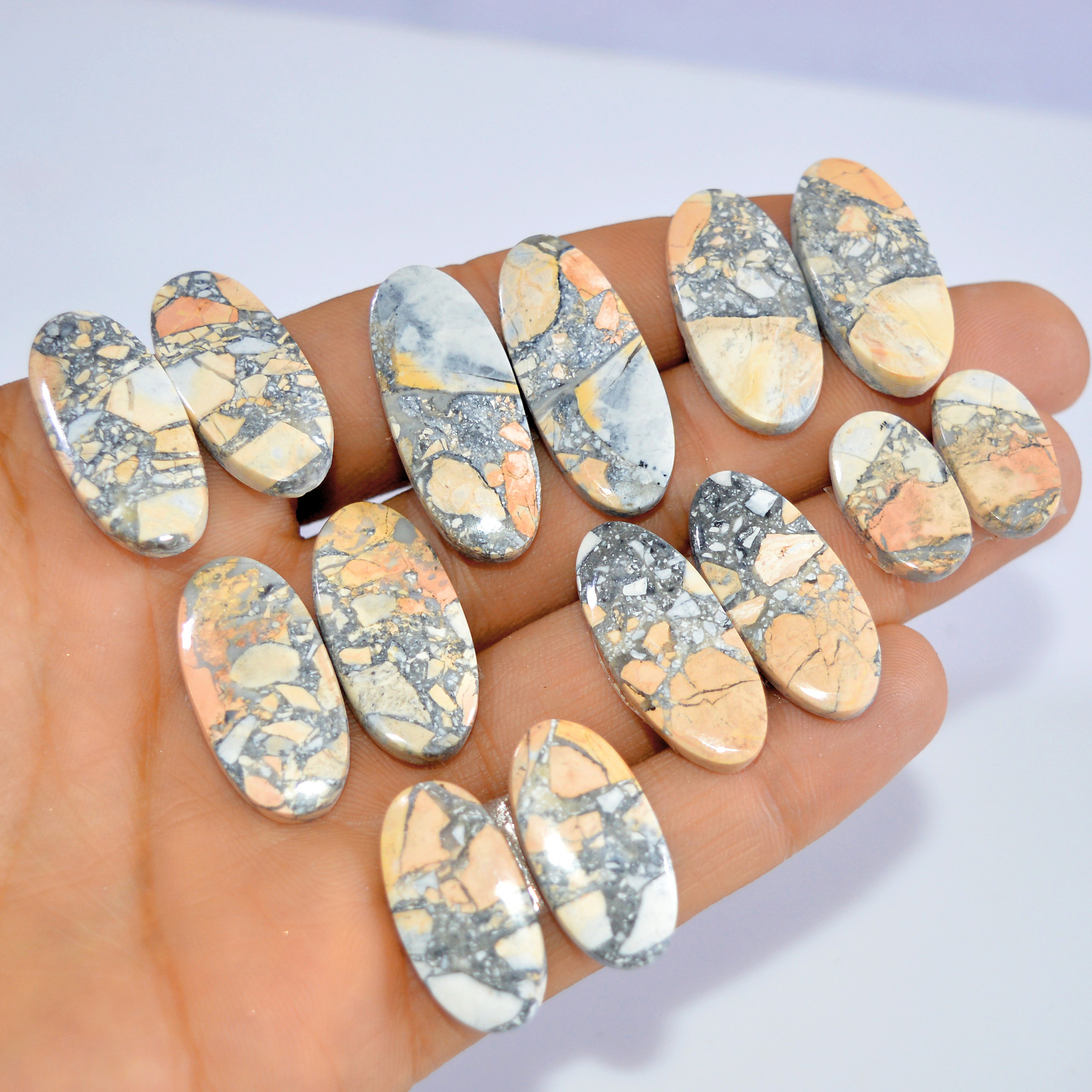 7 Pcs 246 Cts Natural Maligano Jasper Cabochon Loose Gemstone Jewelry Making Earrings Pair Lot Earrings Gift For Her 30x11 18x10mm 16217