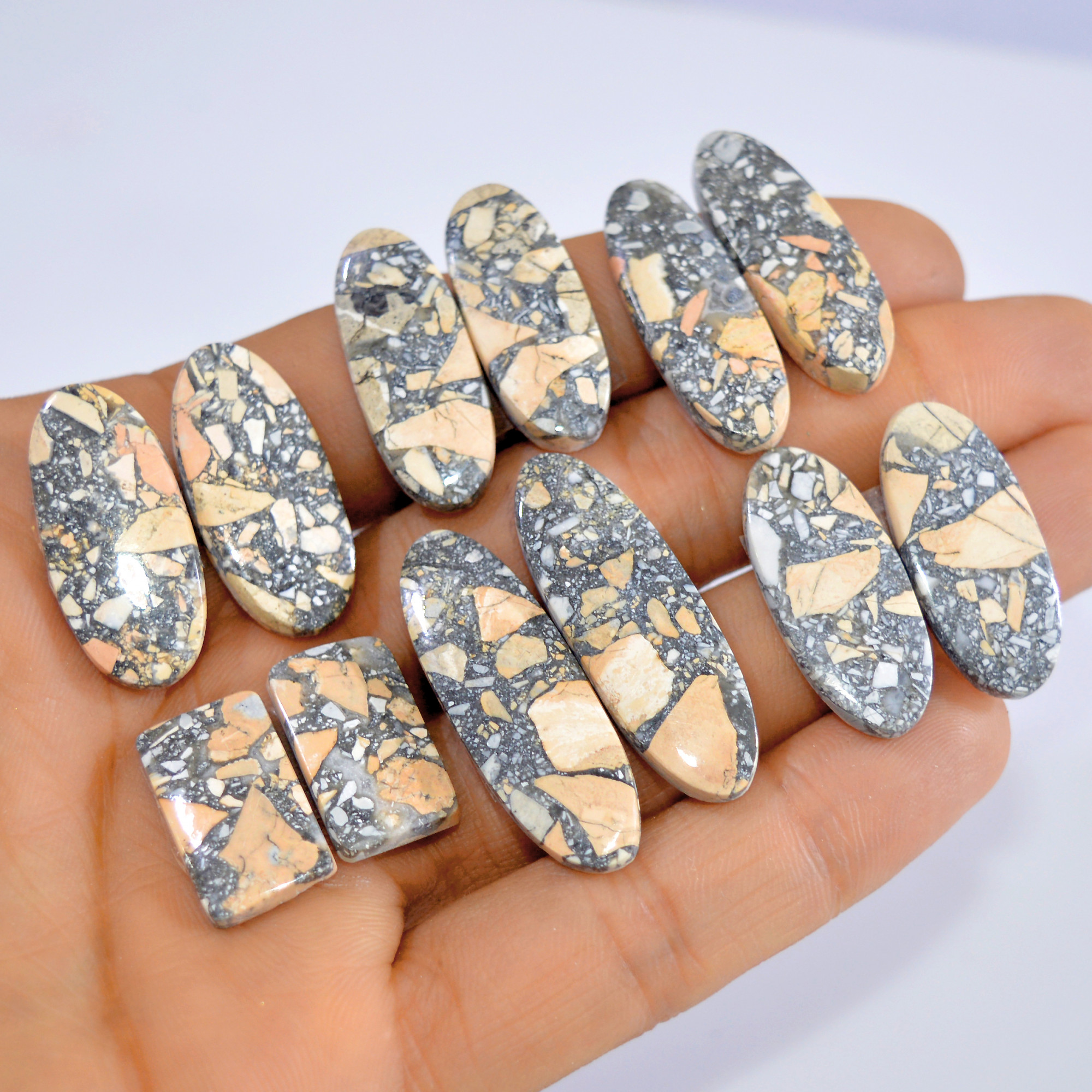 6 Pcs 194 Cts Natural Maligano Jasper Cabochon Loose Gemstone Jewelry Making Earrings Pair Lot Earrings Gift For Her 35x11 20x10mm 16218