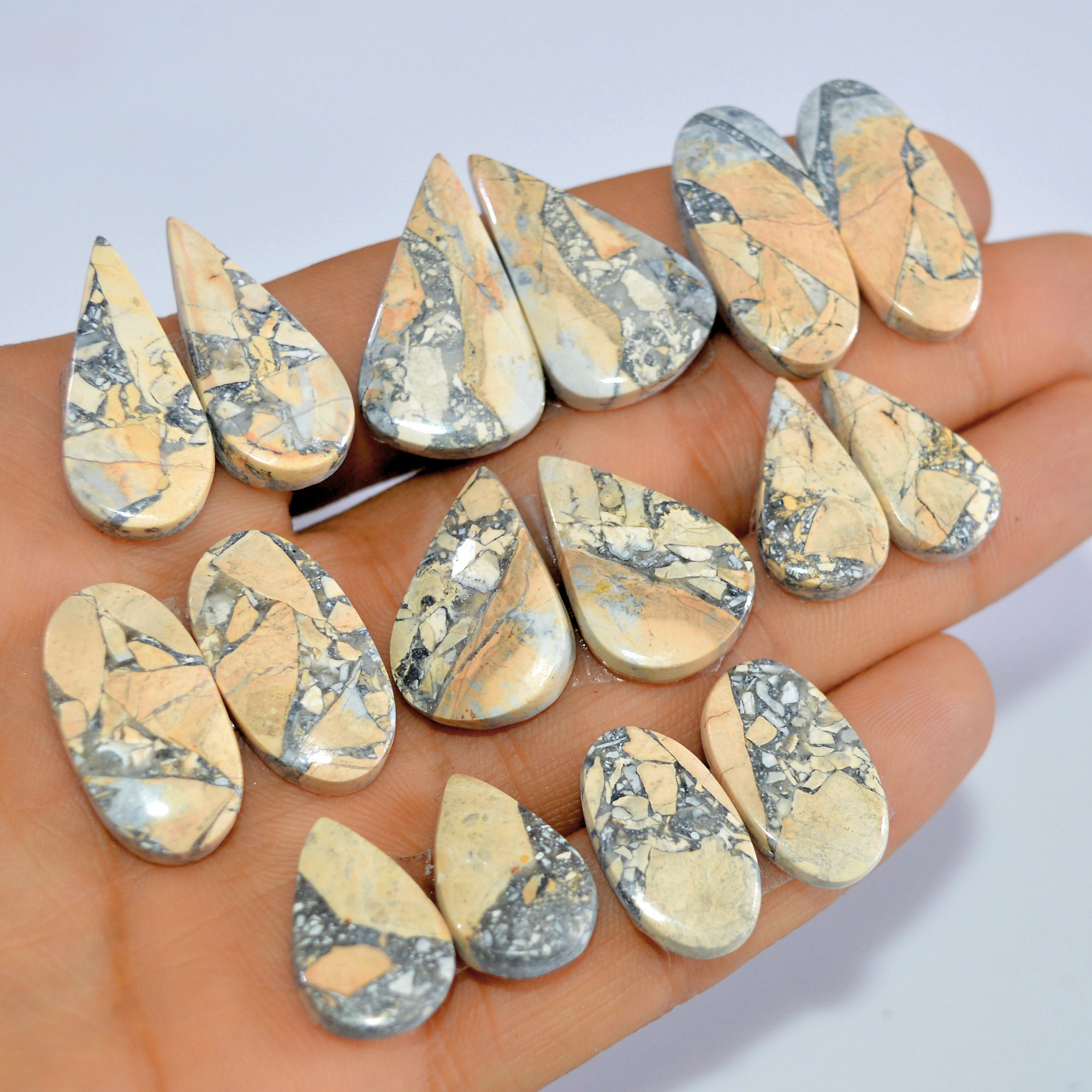 8 Pcs 234 Cts Natural Maligano Jasper Cabochon Loose Gemstone Jewelry Making Earrings Pair Lot Earrings Gift For Her 29x15 19x10mm 16220