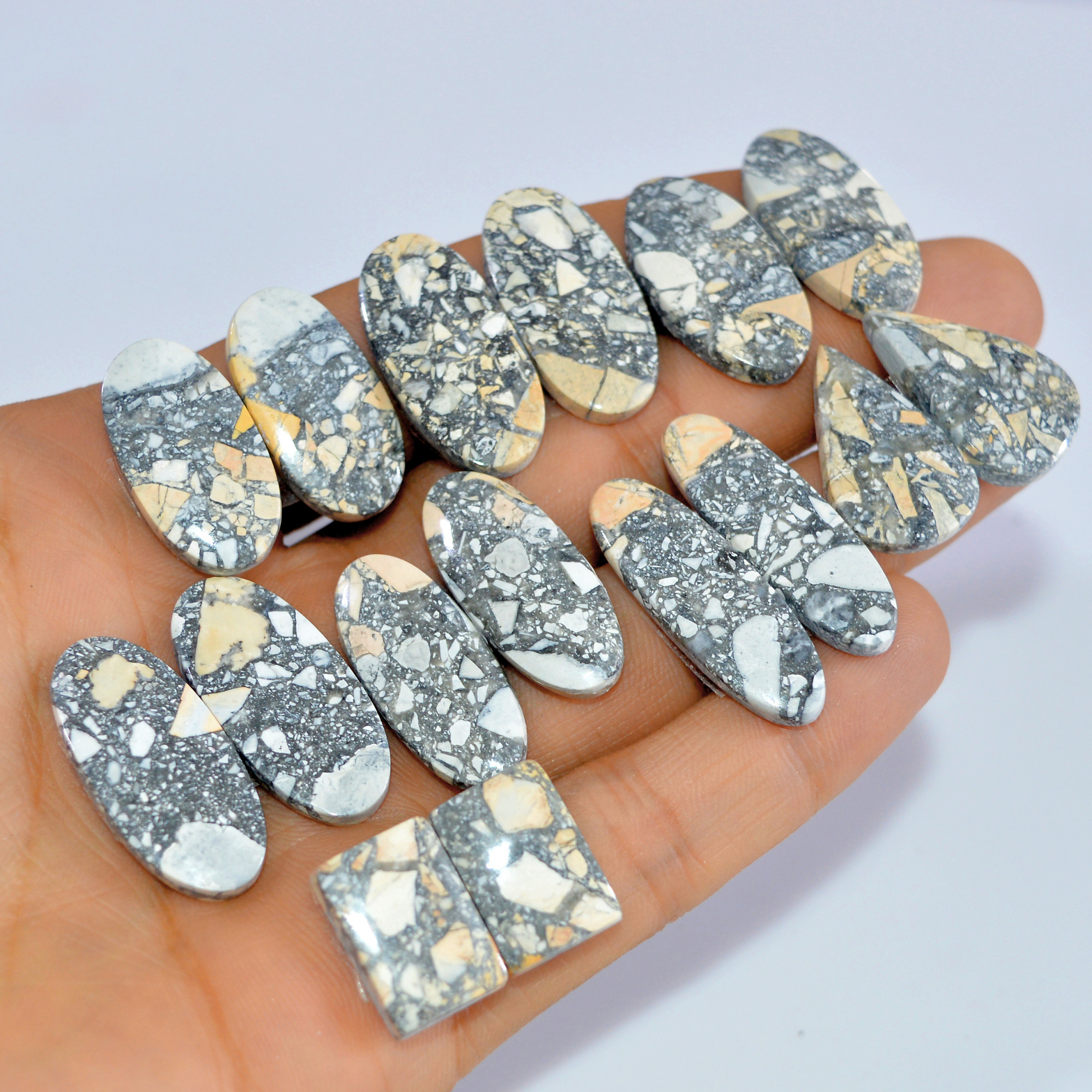8 Pcs 260 Cts Natural Maligano Jasper Cabochon Loose Gemstone Jewelry Making Earrings Pair Lot Earrings Gift For Her 30x9 15x10mm 16221