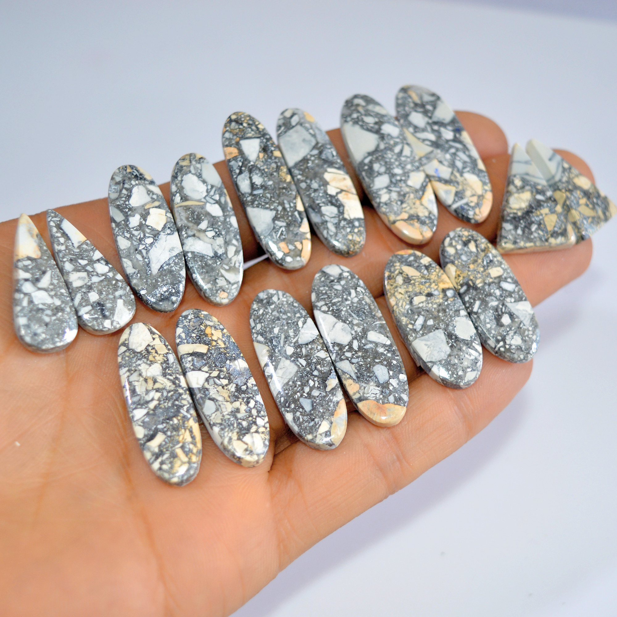 8 Pcs 275 Cts Natural Maligano Jasper Cabochon Loose Gemstone Jewelry Making Earrings Pair Lot Earrings Gift For Her 35x10 23x15mm 16222