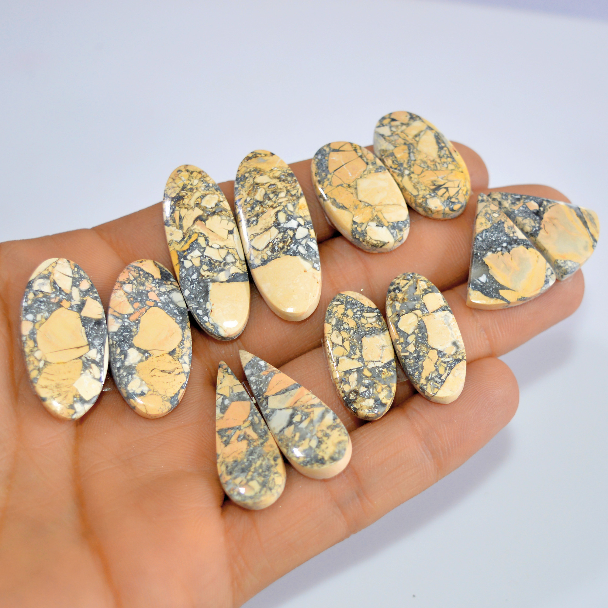 6 Pcs 205 Cts Natural Maligano Jasper Cabochon Loose Gemstone Jewelry Making Earrings Pair Lot Earrings Gift For Her 35x11 22x15mm 16223