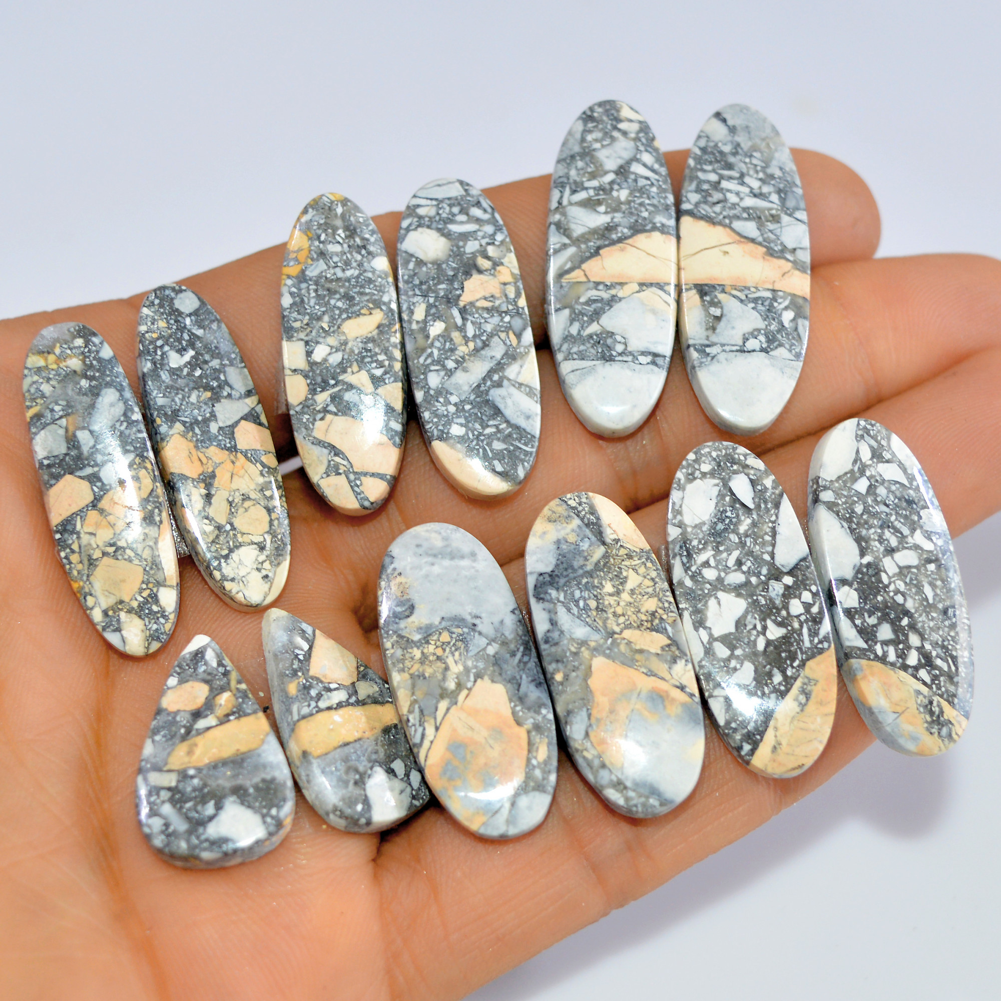 6 Pcs 236 Cts Natural Maligano Jasper Cabochon Loose Gemstone Jewelry Making Earrings Pair Lot Earrings Gift For Her 35x10 22x13mm 16224