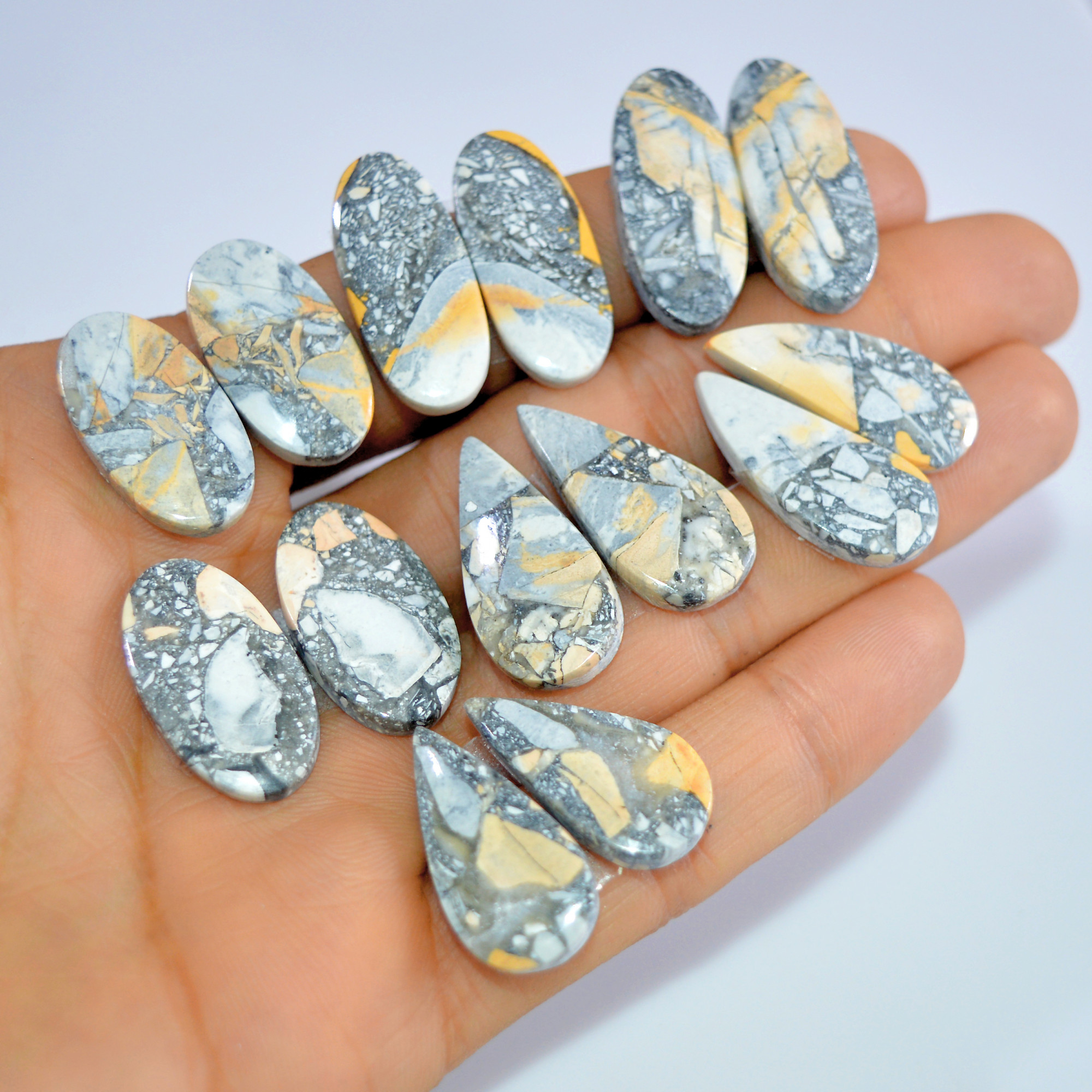 7 Pcs 218 Cts Natural Maligano Jasper Cabochon Loose Gemstone Jewelry Making Earrings Pair Lot Earrings Gift For Her 29x10 24x10mm 16226