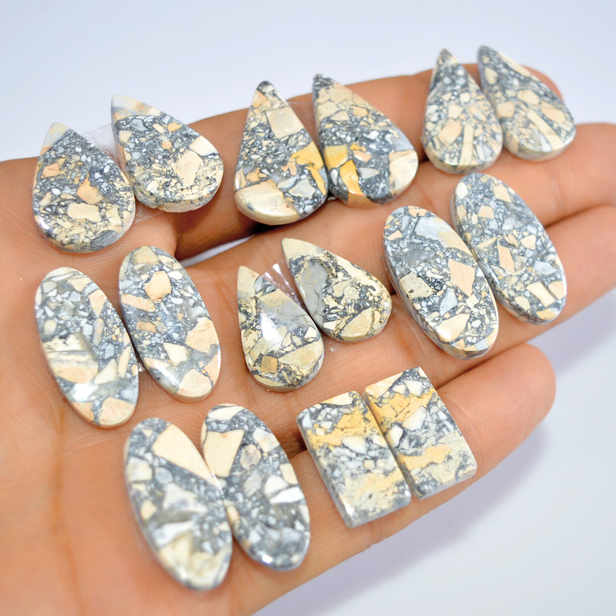 8 Pcs 218 Cts Natural Maligano Jasper Cabochon Loose Gemstone Jewelry Making Earrings Pair Lot Earrings Gift For Her 25x10 17x9mm 16227