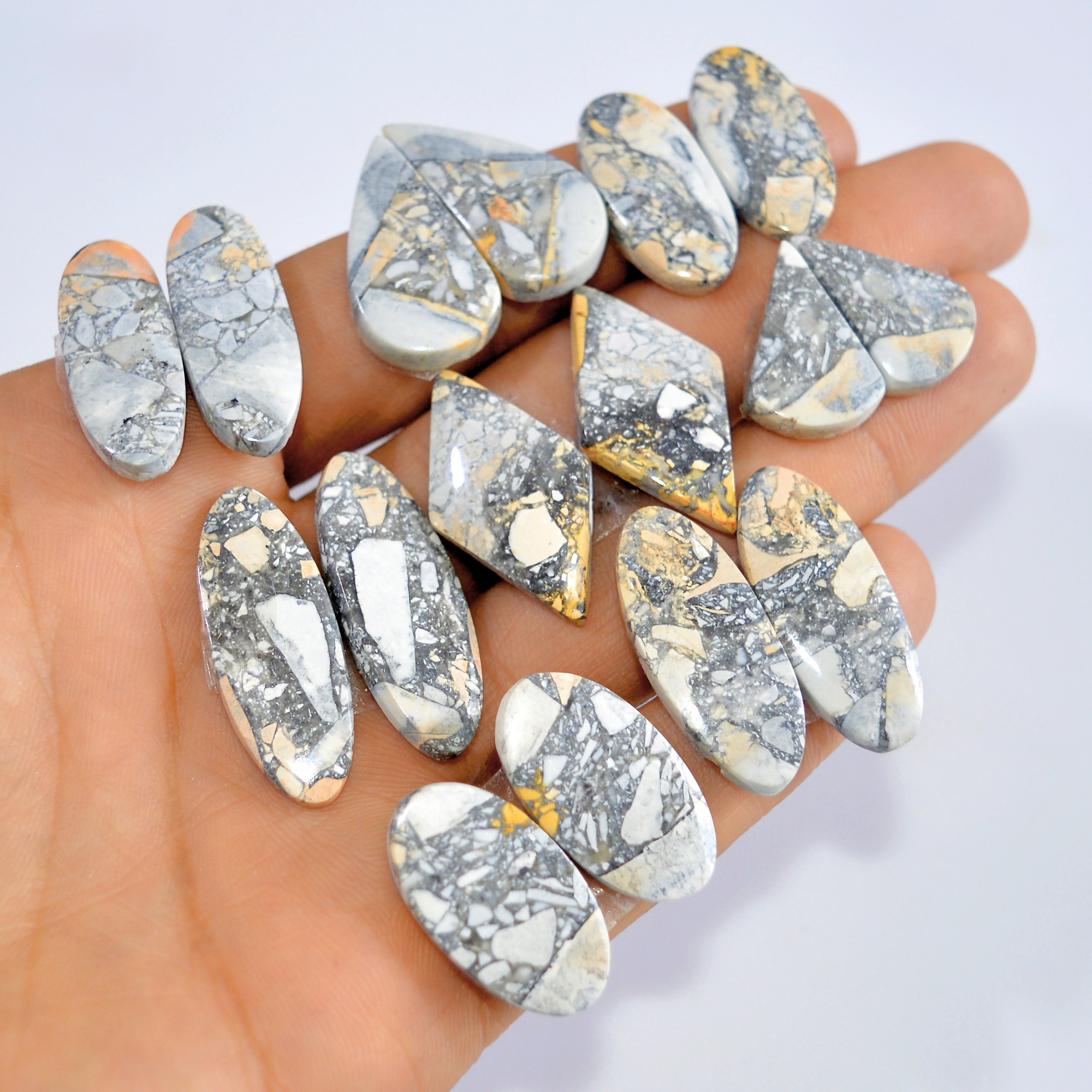 8 Pcs 256 Cts Natural Maligano Jasper Cabochon Loose Gemstone Jewelry Making Earrings Pair Lot Earrings Gift For Her 31x11 20x13mm 16231