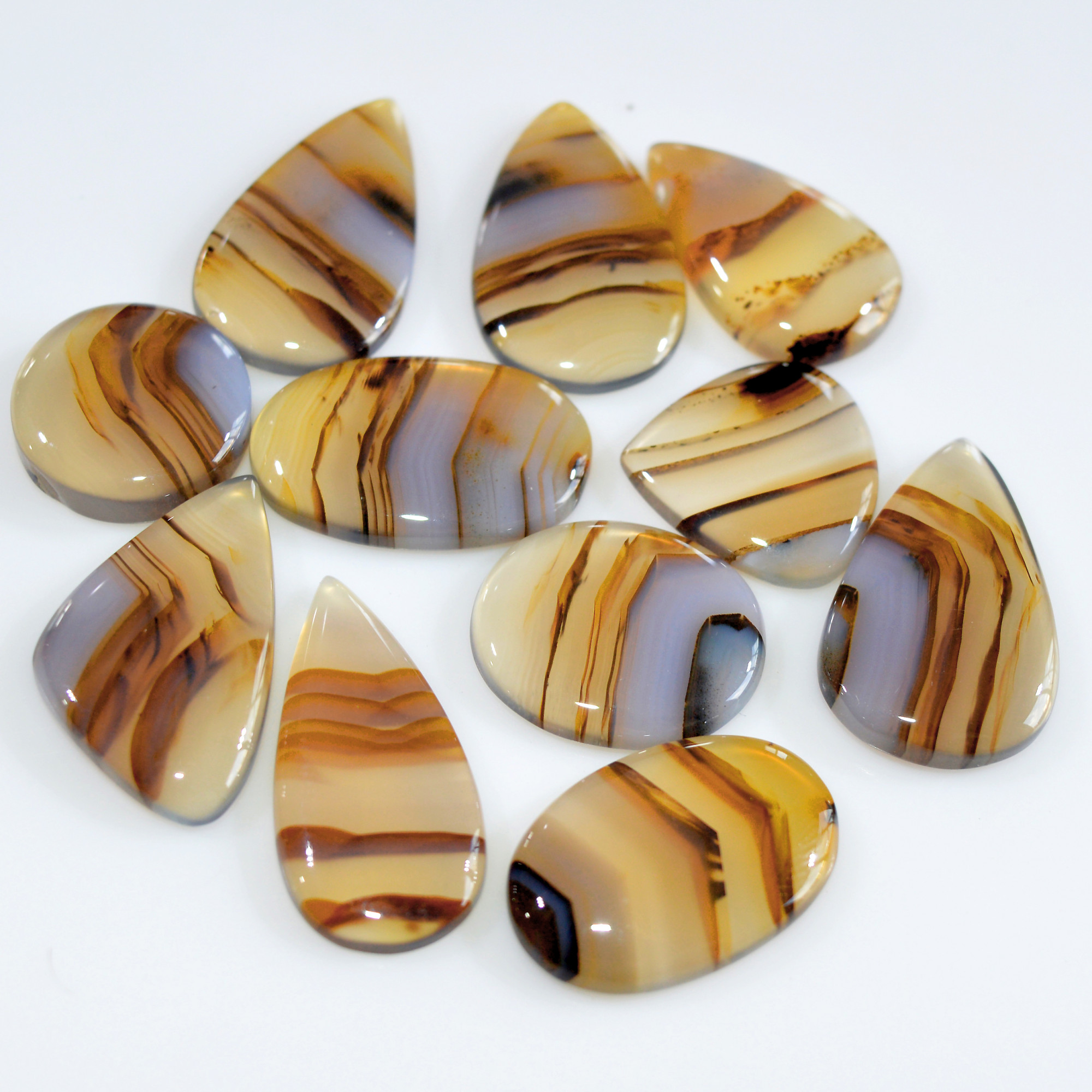 11 Pcs 135 Cts Natural Montana Agate Cabochon Loose Gemstone Loose Jewelry Making Lot Semi-Precious Gemstones 25x12 15x15mm 16233