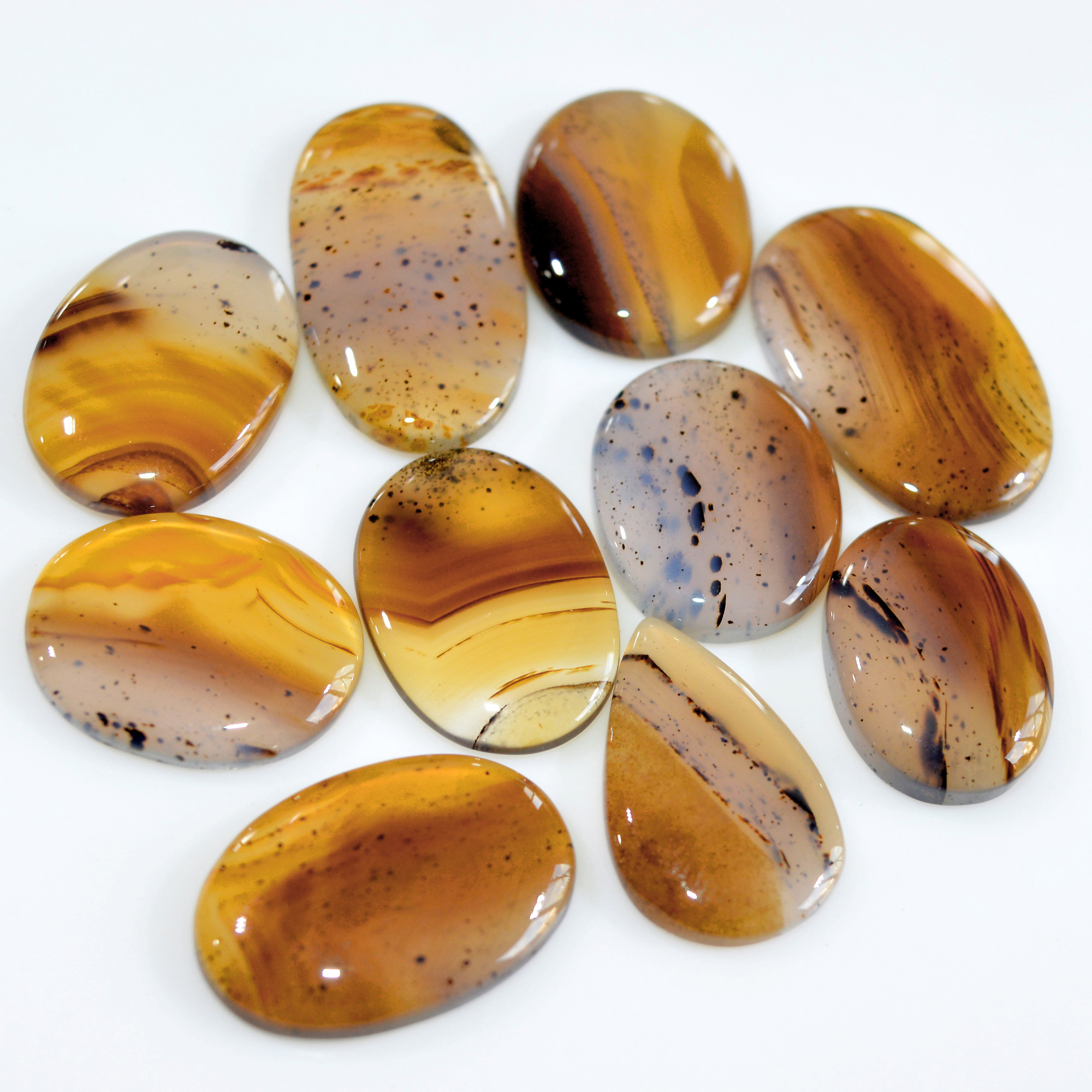 10 Pcs 160 Cts Natural Montana Agate Cabochon Loose Gemstone Loose Jewelry Making Lot Semi-Precious Gemstones 30x15 20x14mm 16234