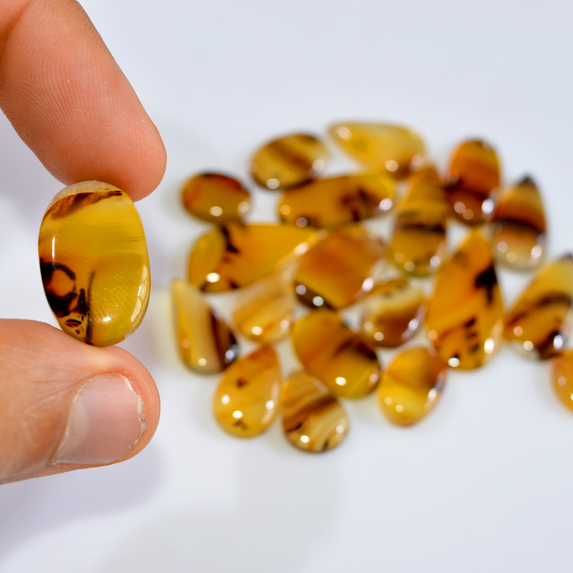 20 Pcs 146 Cts Natural Montana Agate Cabochon Loose Gemstone Loose Jewelry Making Lot Semi-Precious Gemstones 30x11 11x9mm 16235