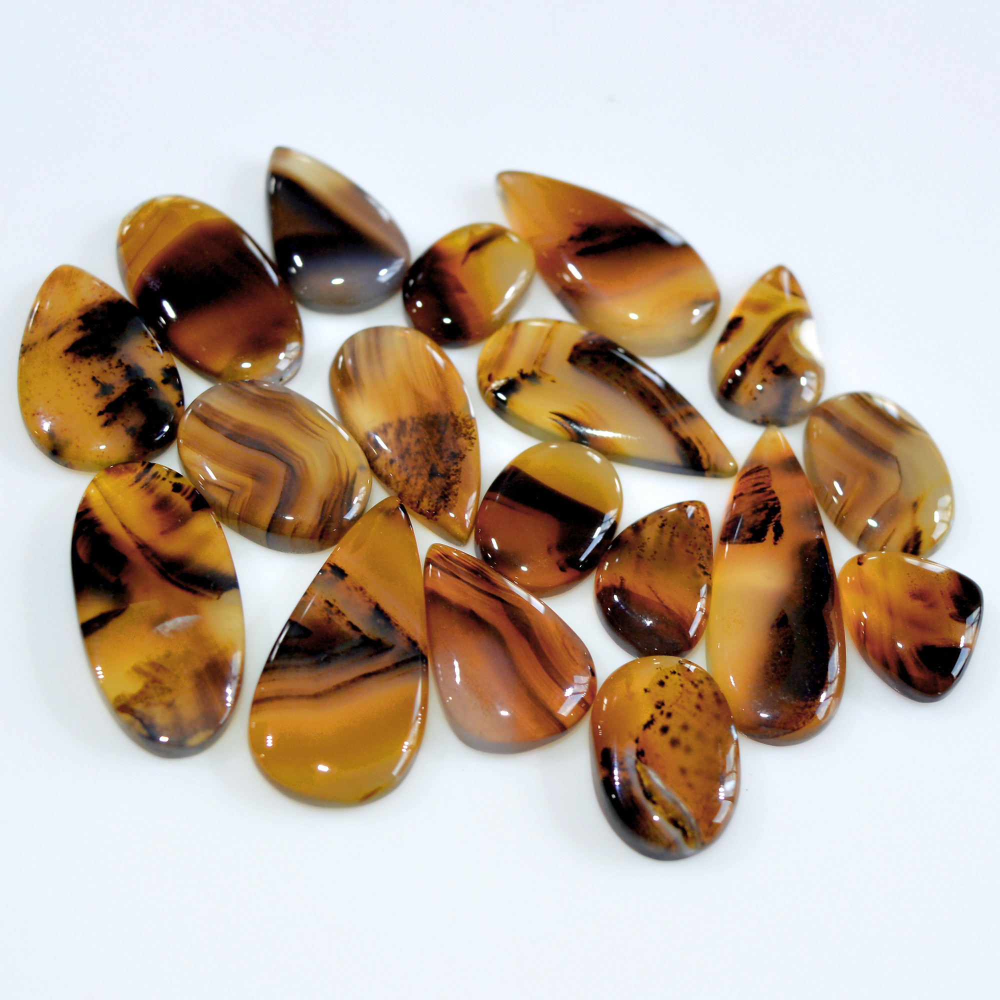 18 Pcs 170 Cts Natural Montana Agate Cabochon Loose Gemstone Loose Jewelry Making Lot Semi-Precious Gemstones 30x10 14x9mm 16237