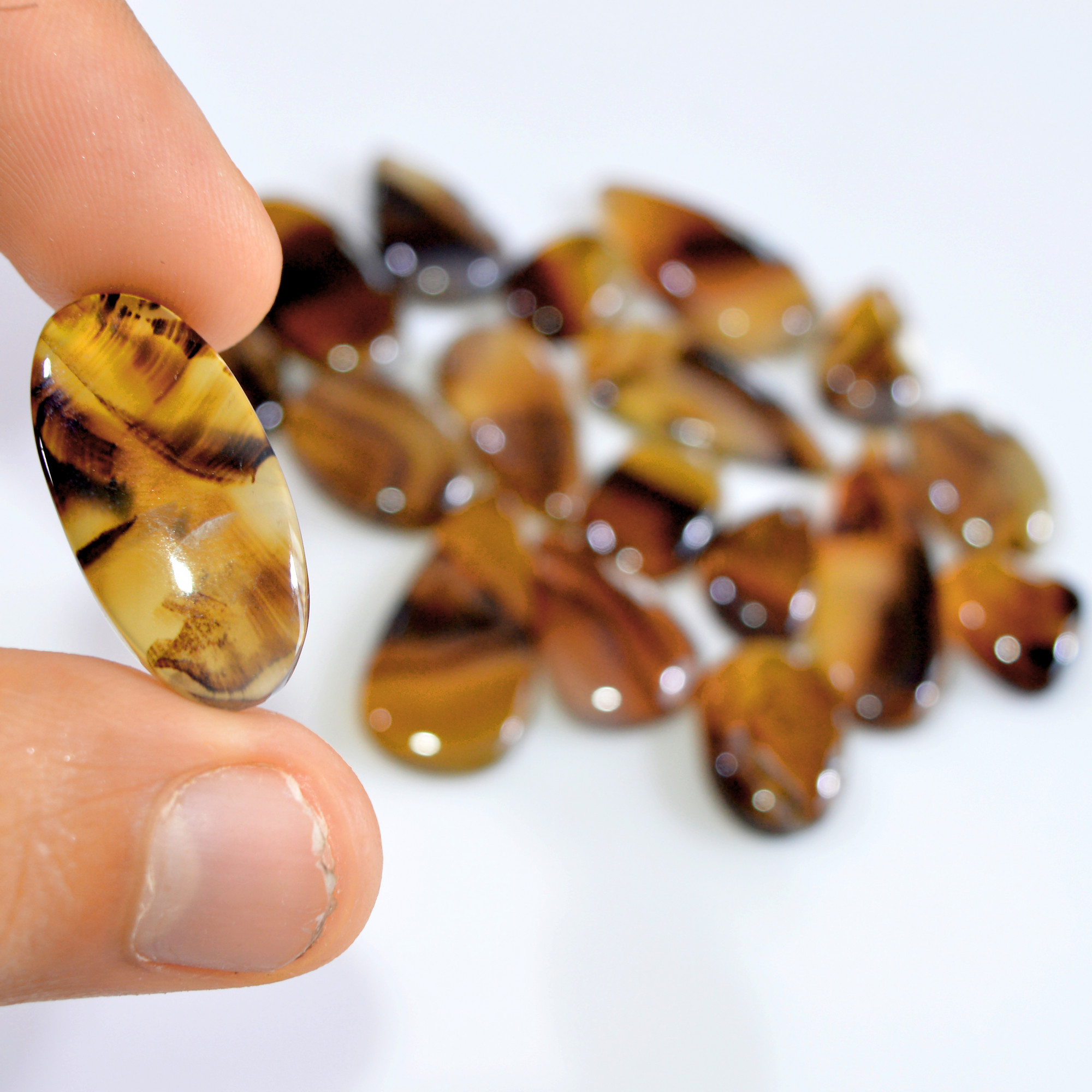 18 Pcs 170 Cts Natural Montana Agate Cabochon Loose Gemstone Loose Jewelry Making Lot Semi-Precious Gemstones 30x10 14x9mm 16237