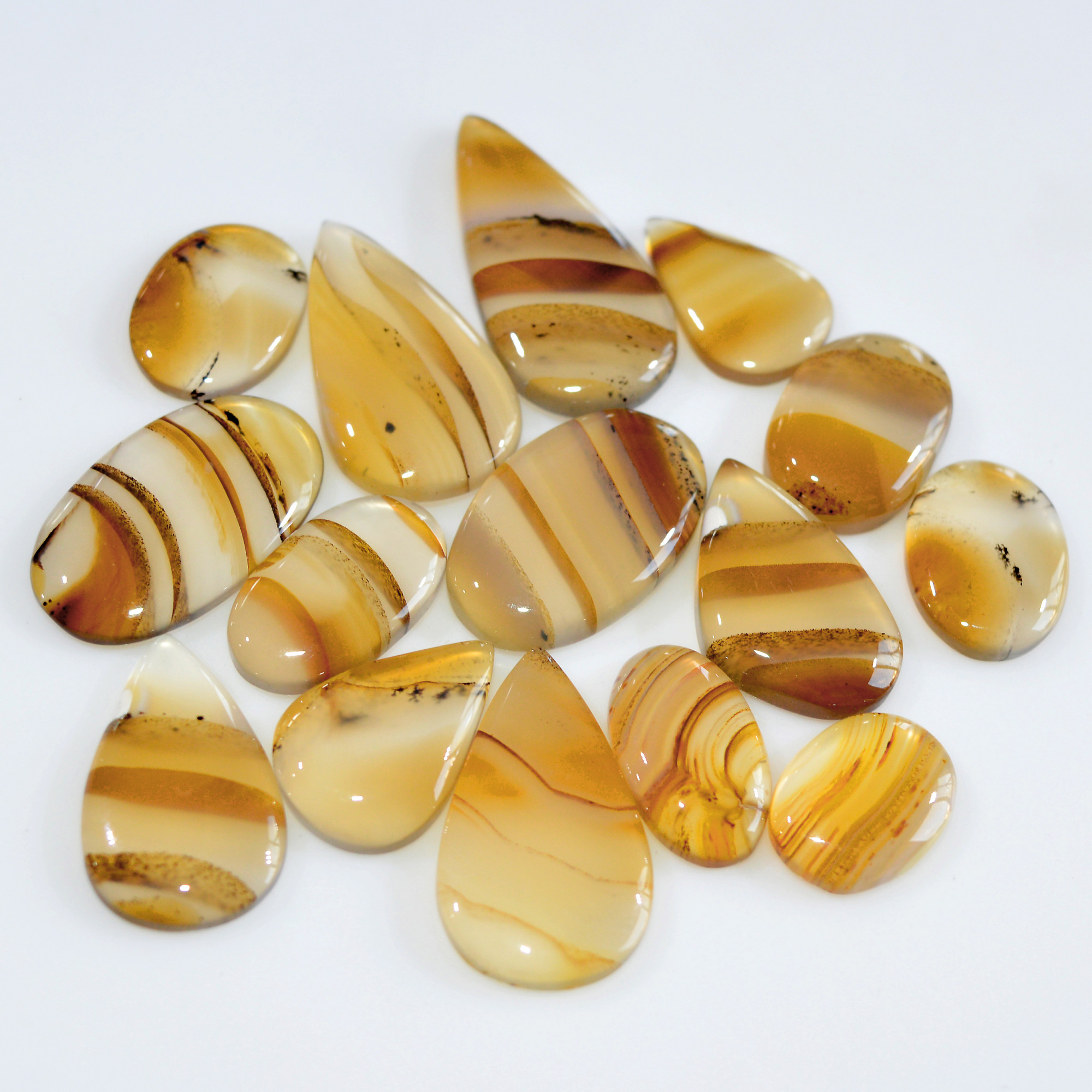 15 Pcs 117 Cts Natural Montana Agate Cabochon Loose Gemstone Loose Jewelry Making Lot Semi-Precious Gemstones 27x13 13x9mm 16239