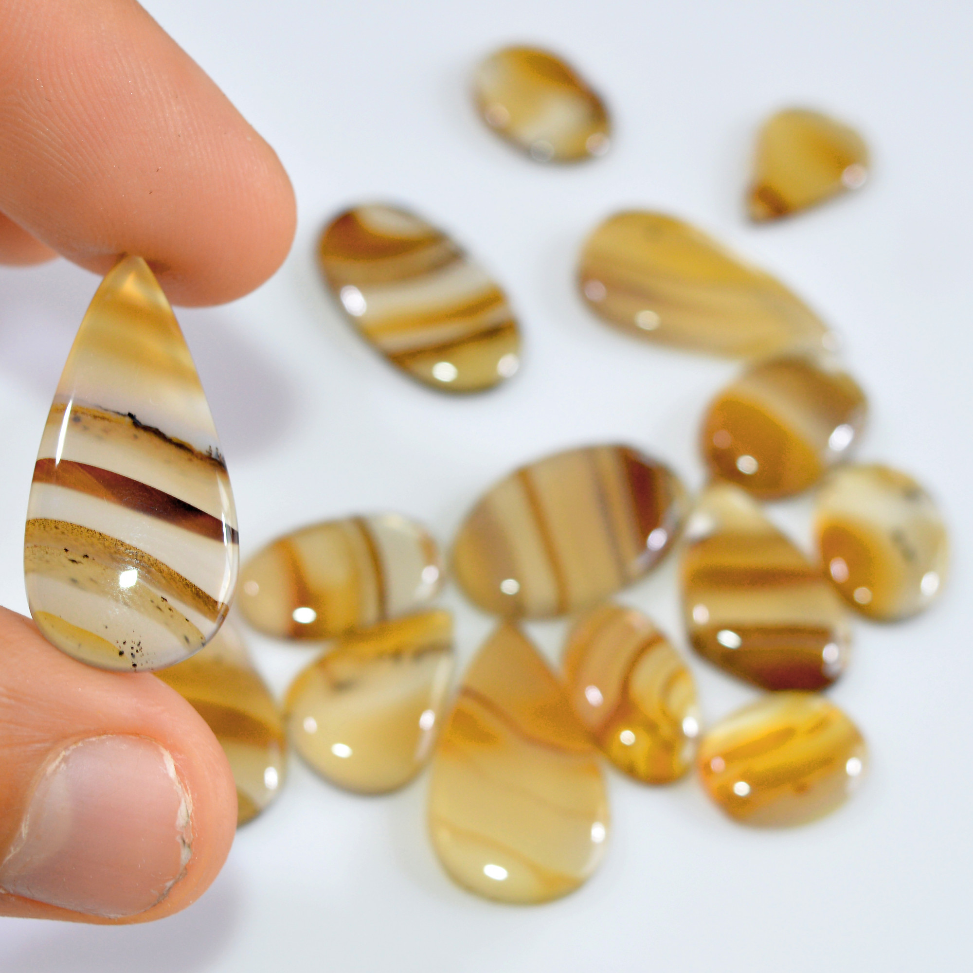 15 Pcs 117 Cts Natural Montana Agate Cabochon Loose Gemstone Loose Jewelry Making Lot Semi-Precious Gemstones 27x13 13x9mm 16239