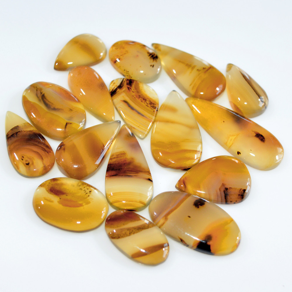 Image of 16 Pcs 134 Cts Natural Montana Agate Cabochon Loose Gemstone Loose Jewelry Making Lot Semi-Precious Gemstones 29x10 15x9mm #16240