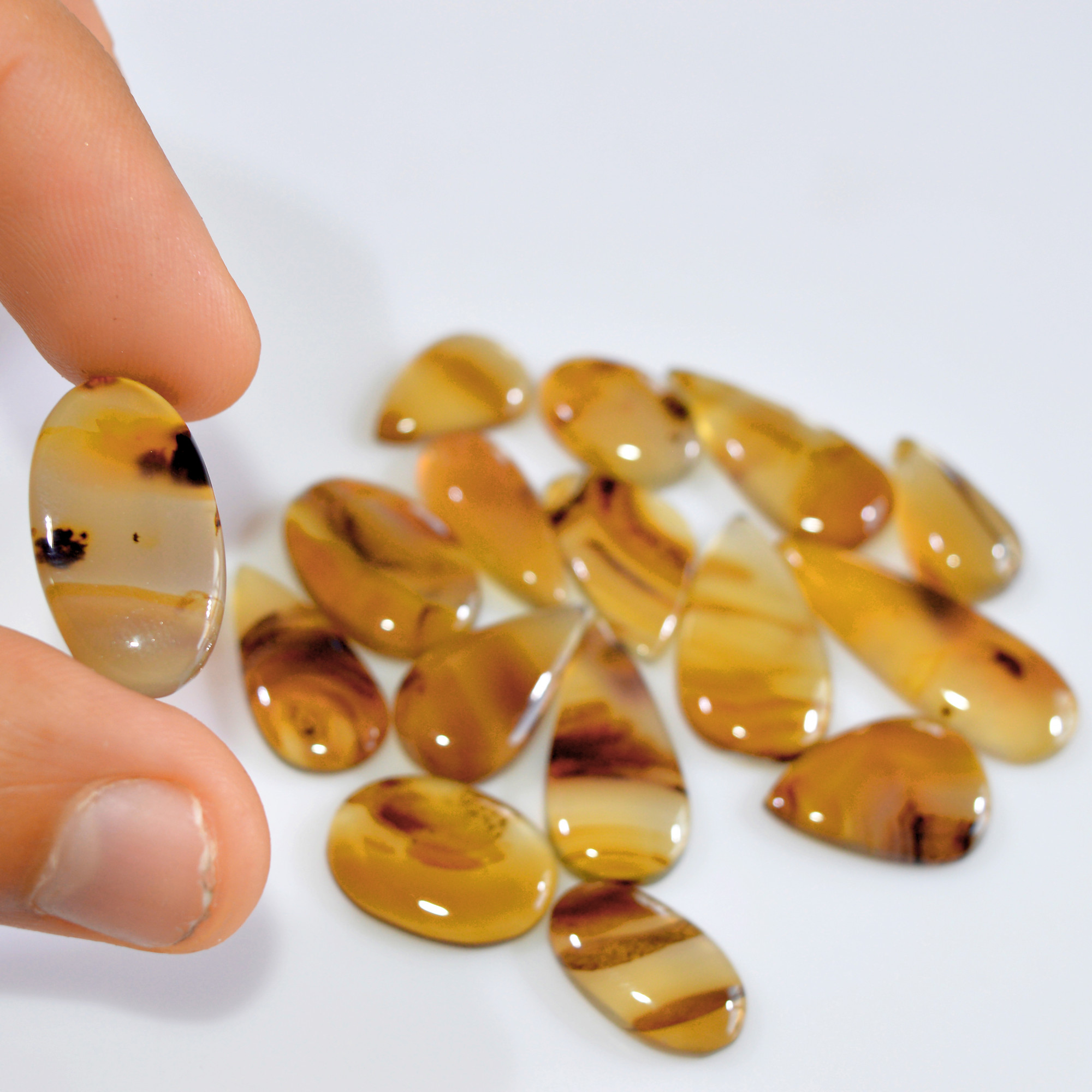 16 Pcs 134 Cts Natural Montana Agate Cabochon Loose Gemstone Loose Jewelry Making Lot Semi-Precious Gemstones 29x10 15x9mm 16240