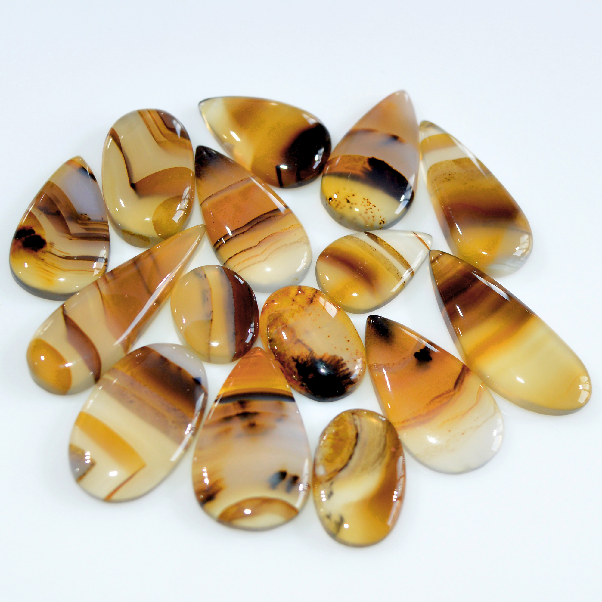 15 Pcs 129 Cts Natural Montana Agate Cabochon Loose Gemstone Loose Jewelry Making Lot Semi-Precious Gemstones 27x9 10x8mm 16241