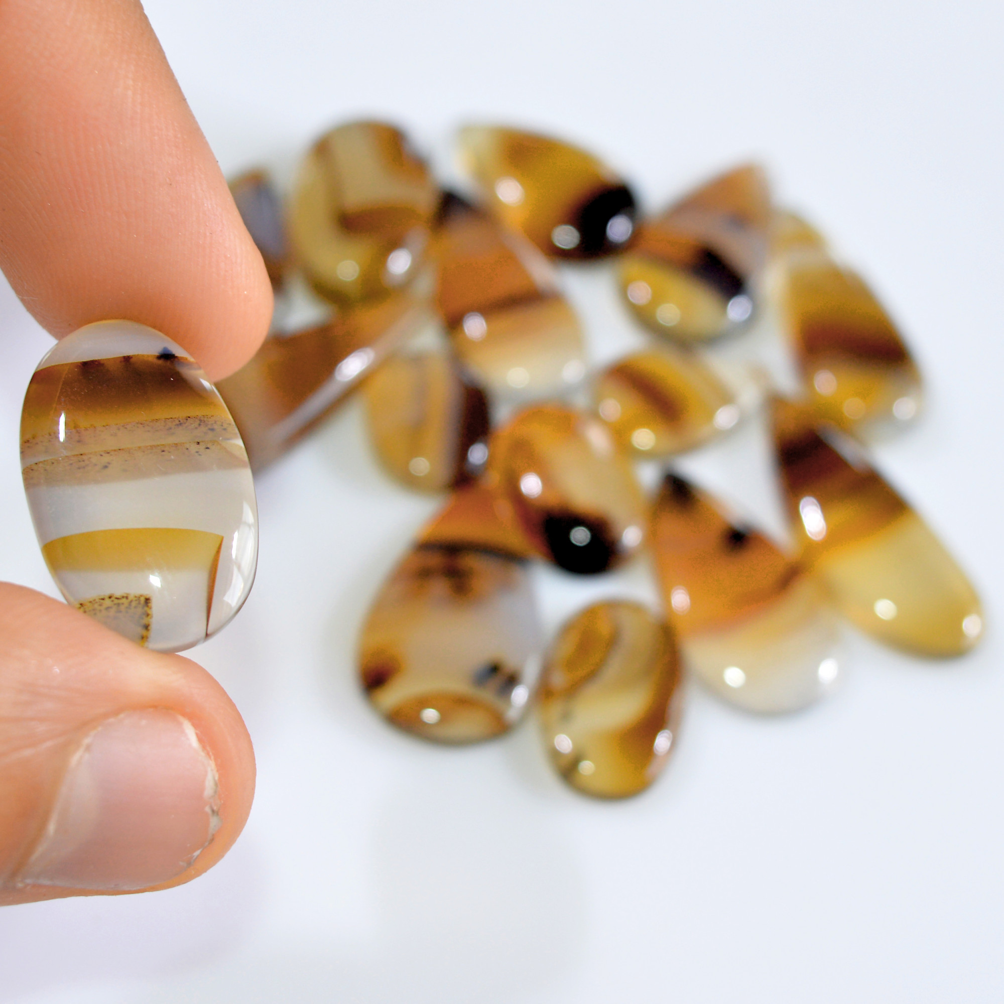 15 Pcs 129 Cts Natural Montana Agate Cabochon Loose Gemstone Loose Jewelry Making Lot Semi-Precious Gemstones 27x9 10x8mm 16241