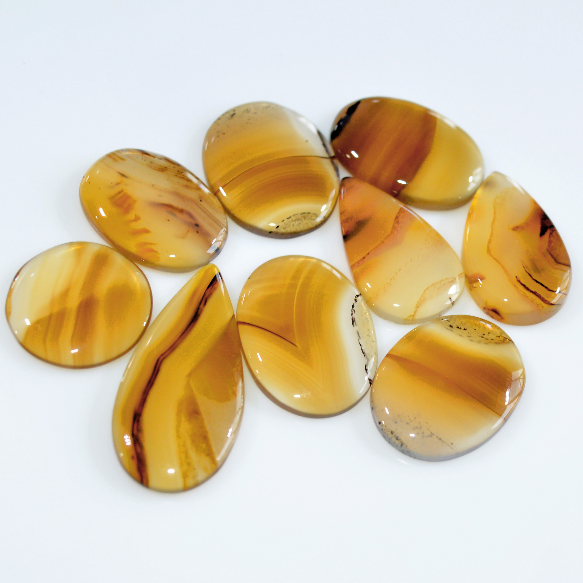 9 Pcs 106 Cts Natural Montana Agate Cabochon Loose Gemstone Loose Jewelry Making Lot Semi-Precious Gemstones 30x14 16x16mm 16242