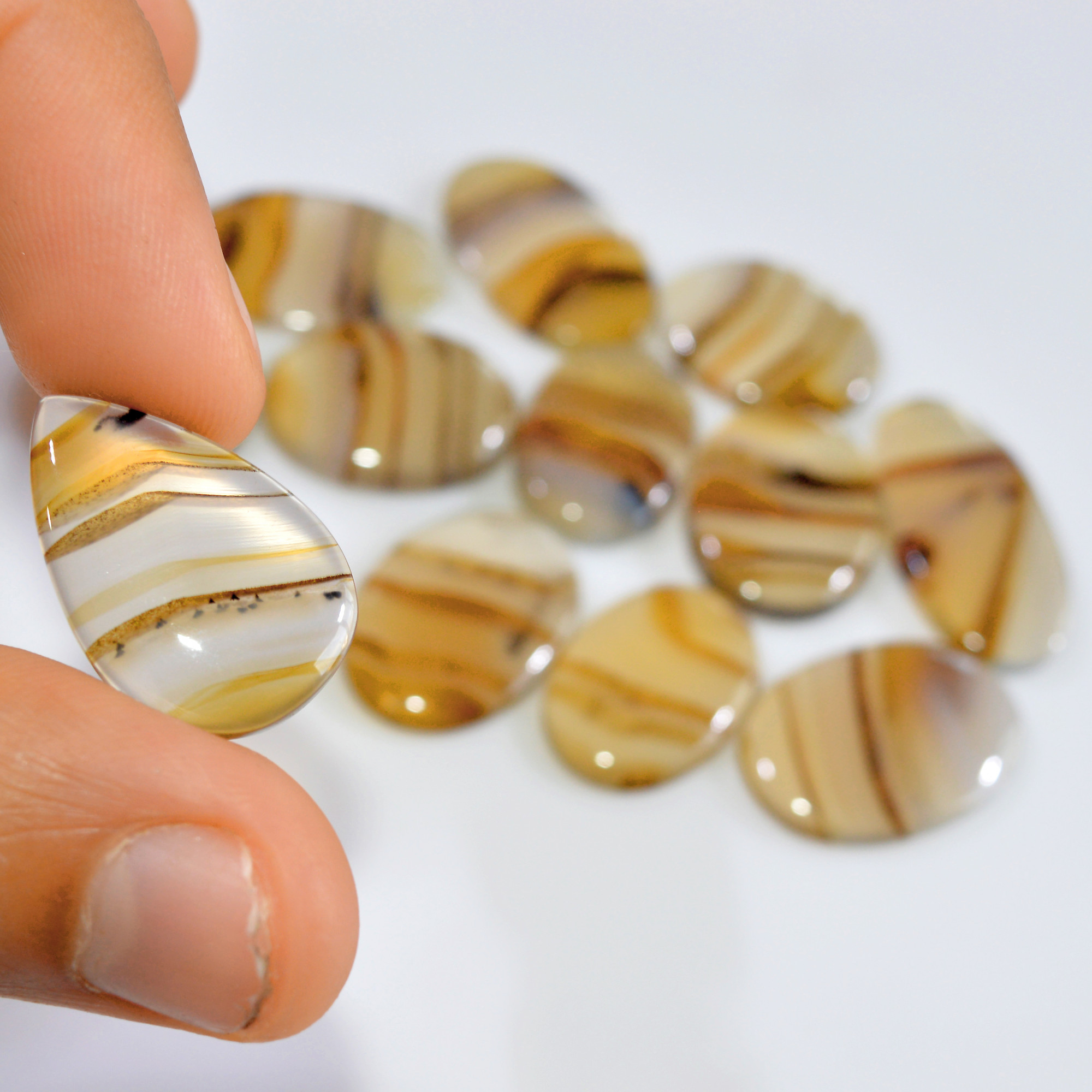 12 Pcs 151 Cts Natural Montana Agate Cabochon Loose Gemstone Loose Jewelry Making Lot Semi-Precious Gemstones 27x13 16x16mm 16243