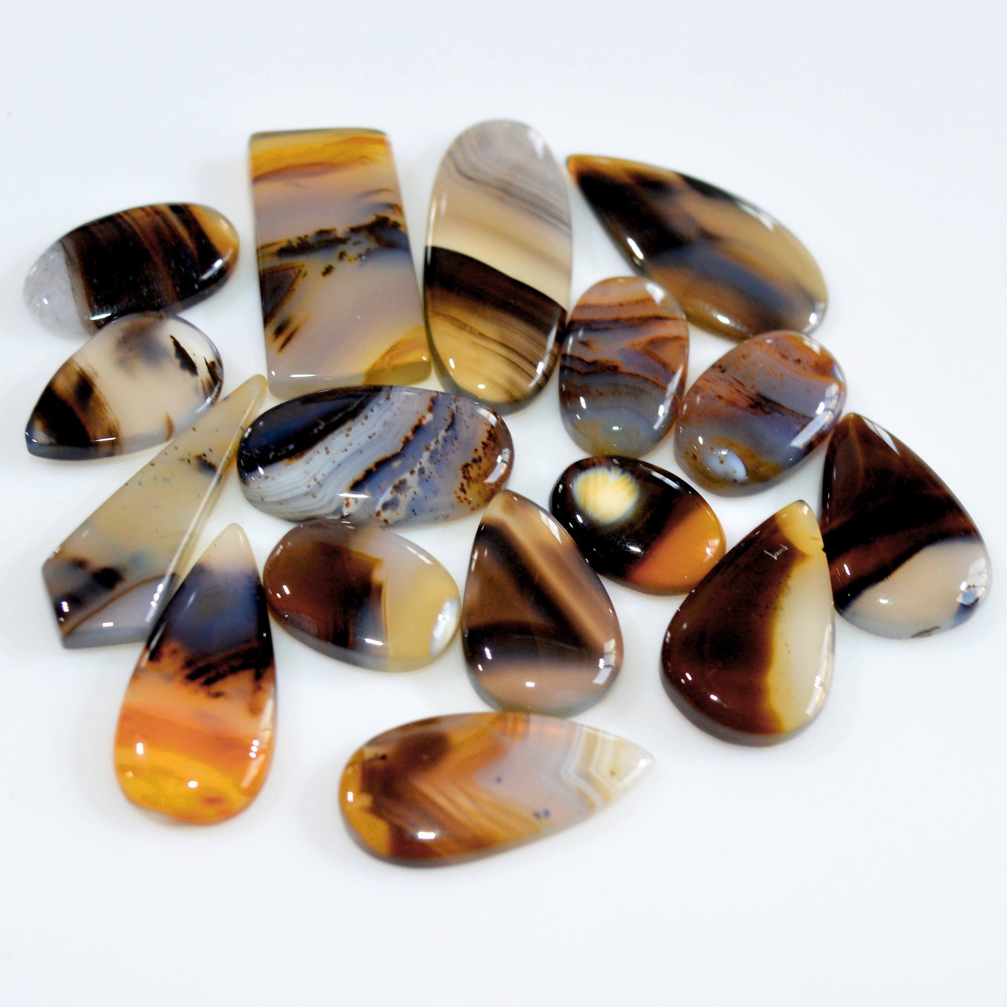 16 Pcs 160 Cts Natural Montana Agate Cabochon Loose Gemstone Loose Jewelry Making Lot Semi-Precious Gemstones 30x11 14x9mm 16244