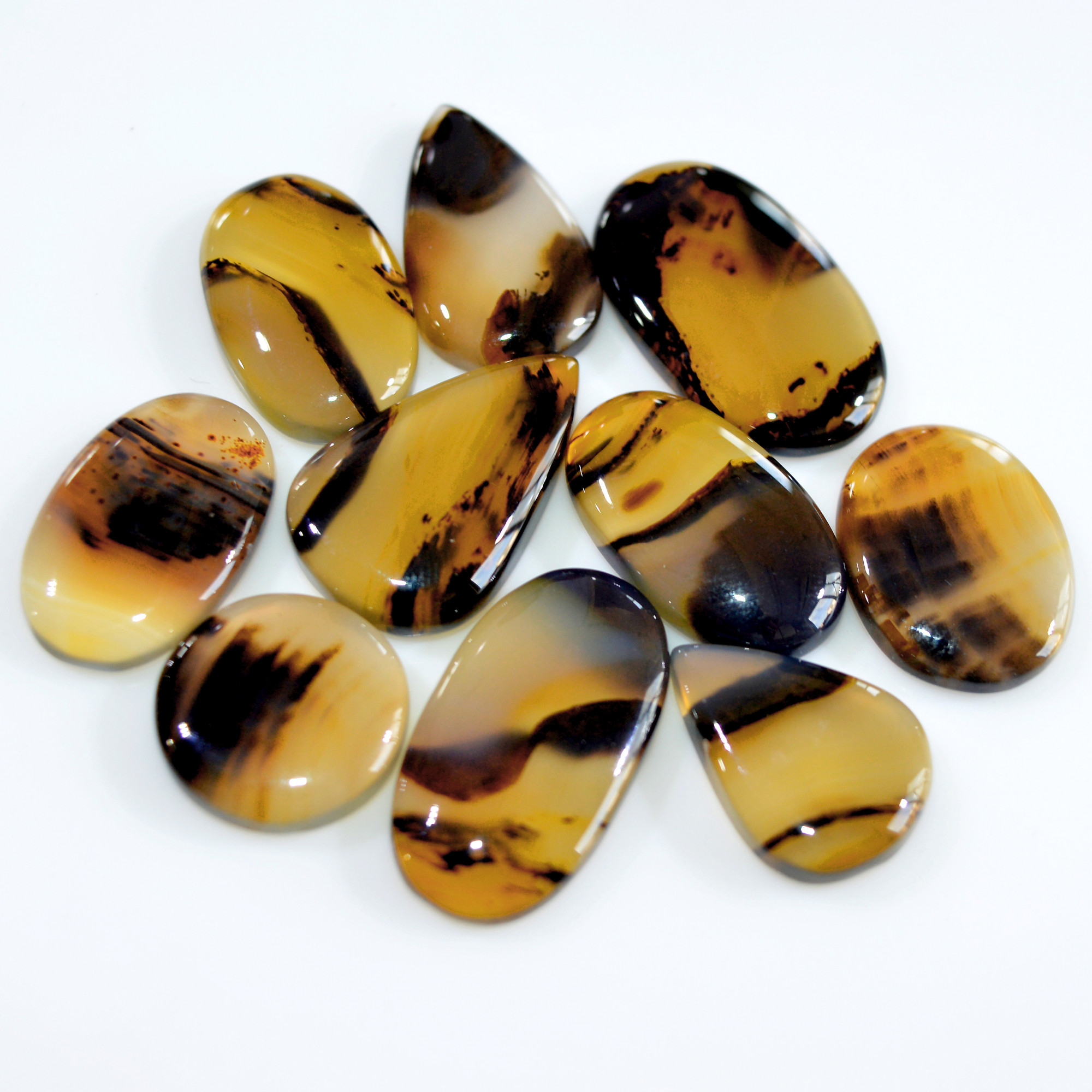 10 Pcs 161 Cts Natural Montana Agate Cabochon Loose Gemstone Loose Jewelry Making Lot Semi-Precious Gemstones 28x15 15x15mm 16245