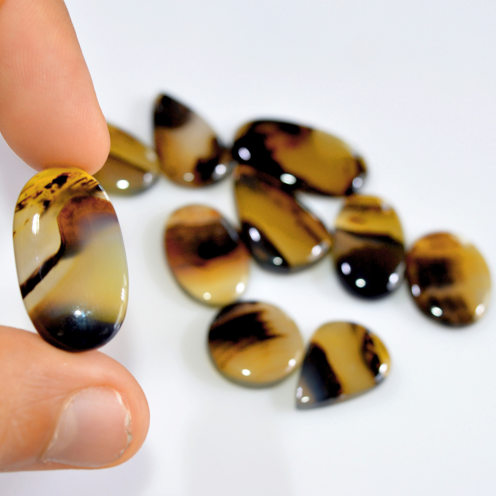 10 Pcs 161 Cts Natural Montana Agate Cabochon Loose Gemstone Loose Jewelry Making Lot Semi-Precious Gemstones 28x15 15x15mm 16245