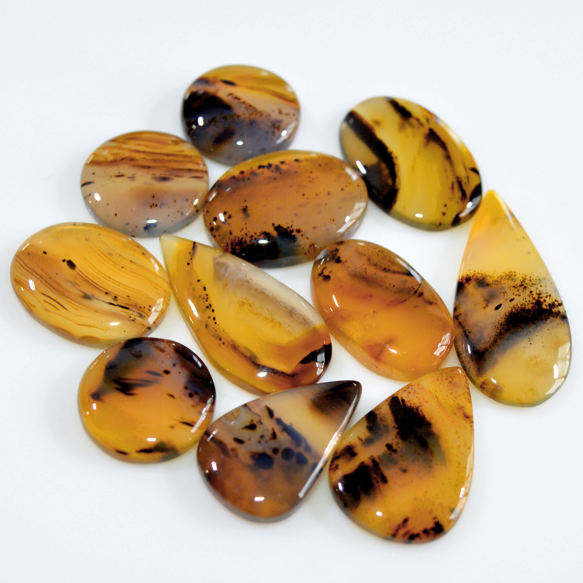 11 Pcs 159 Cts Natural Montana Agate Cabochon Loose Gemstone Loose Jewelry Making Lot Semi-Precious Gemstones 33x14 15x15mm 16246