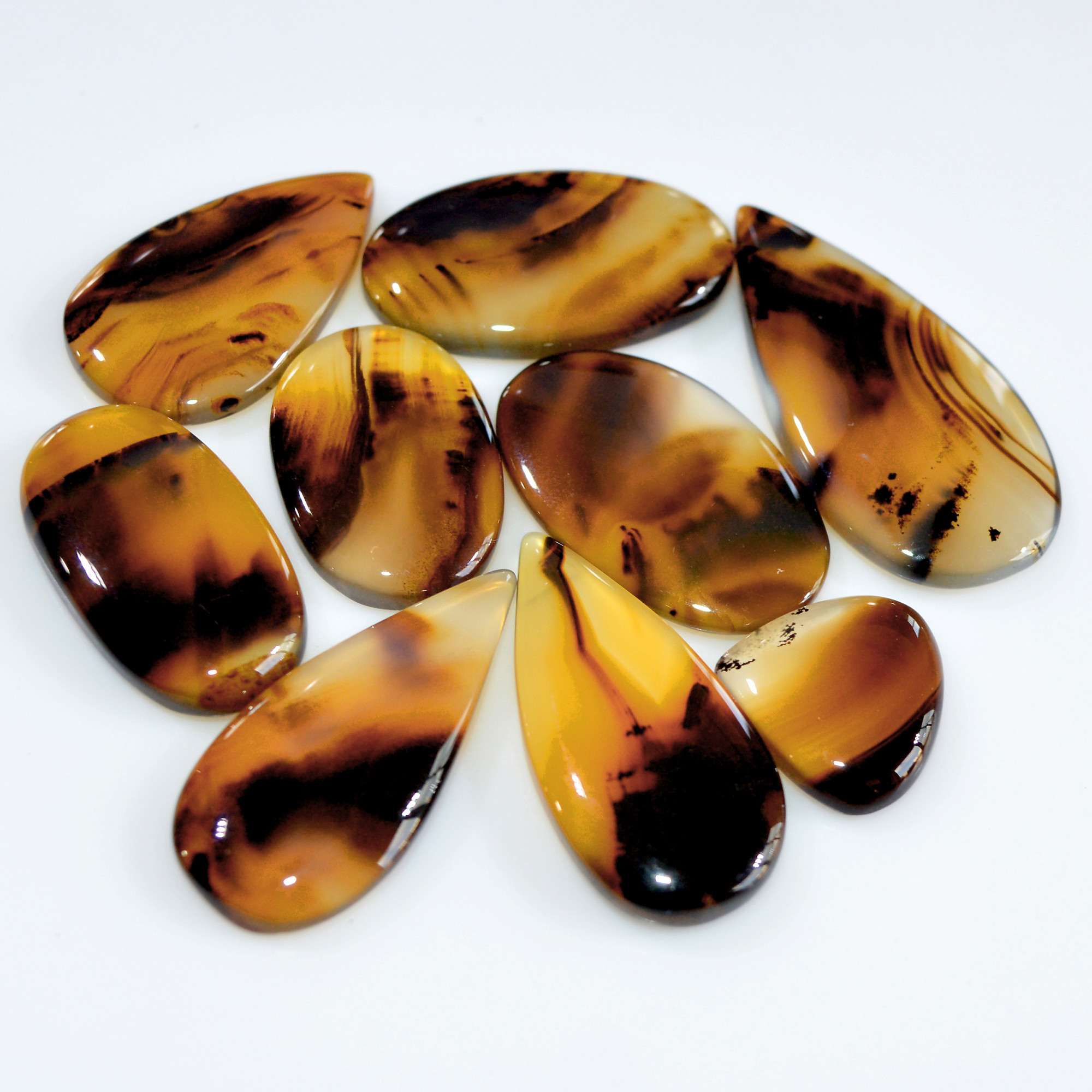 9 Pcs 128 Cts Natural Montana Agate Cabochon Loose Gemstone Loose Jewelry Making Lot Semi-Precious Gemstones 35x15 15x14mm 16247