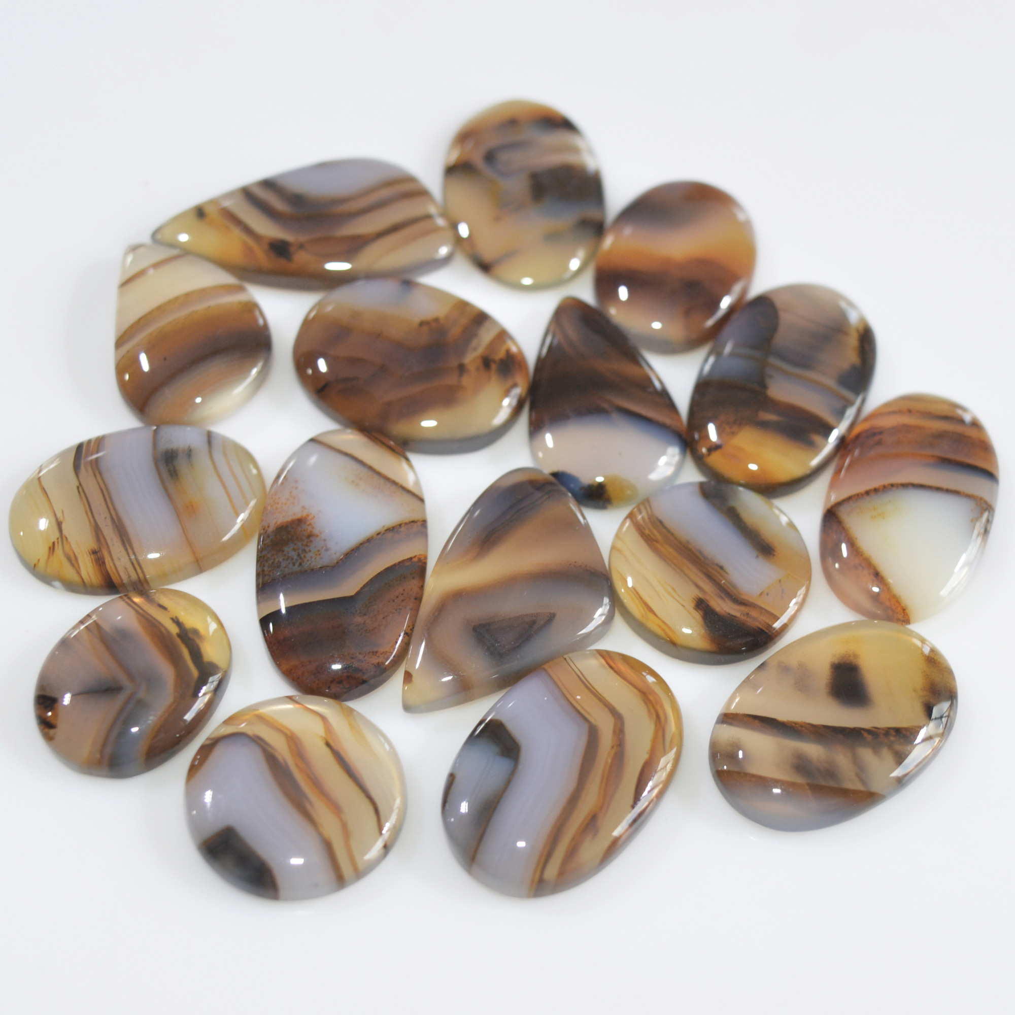 16 Pcs 218 Cts Natural Montana Agate Cabochon Loose Gemstone Loose Jewelry Making Lot Semi-Precious Gemstones 27x14 16x13mm 16248