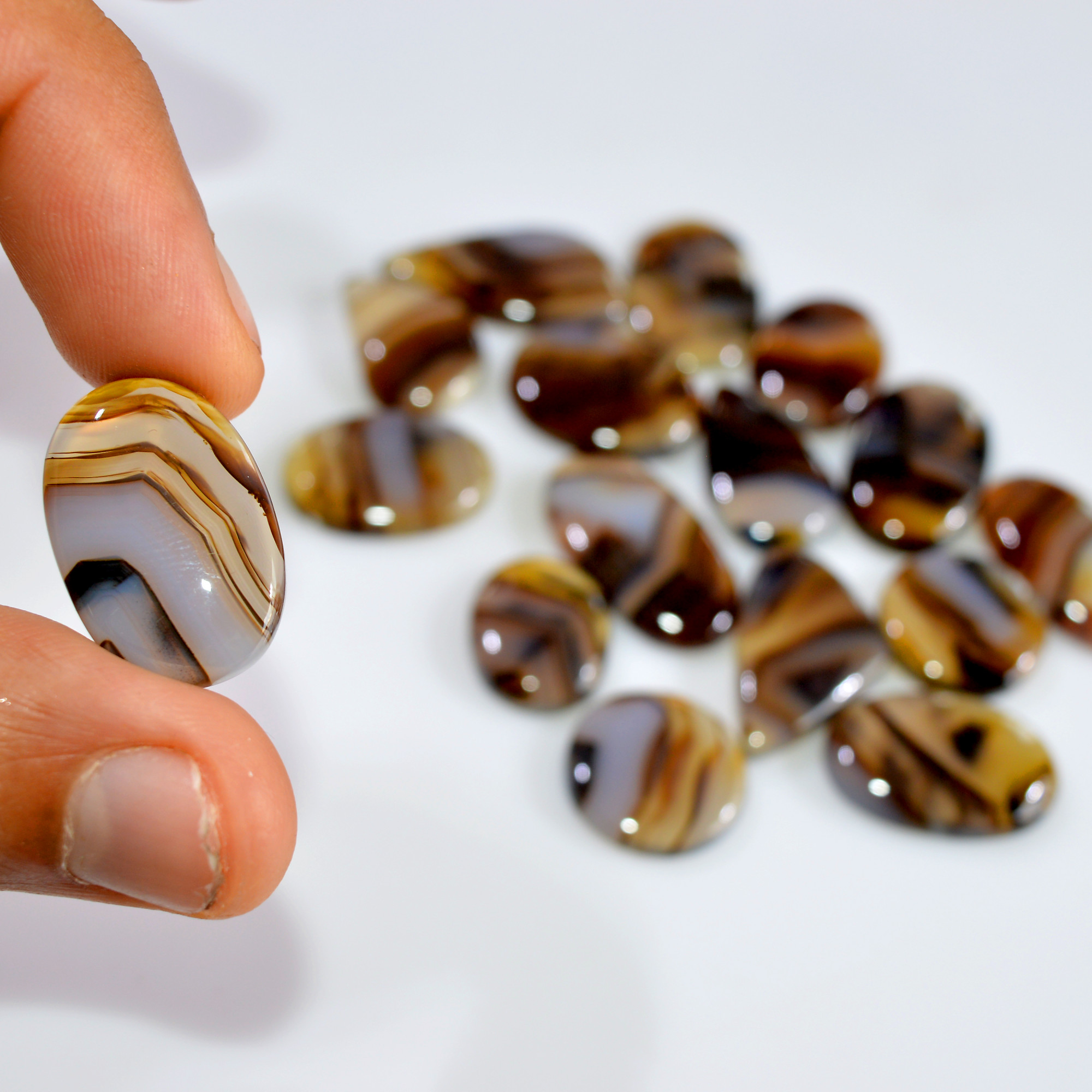 16 Pcs 218 Cts Natural Montana Agate Cabochon Loose Gemstone Loose Jewelry Making Lot Semi-Precious Gemstones 27x14 16x13mm 16248