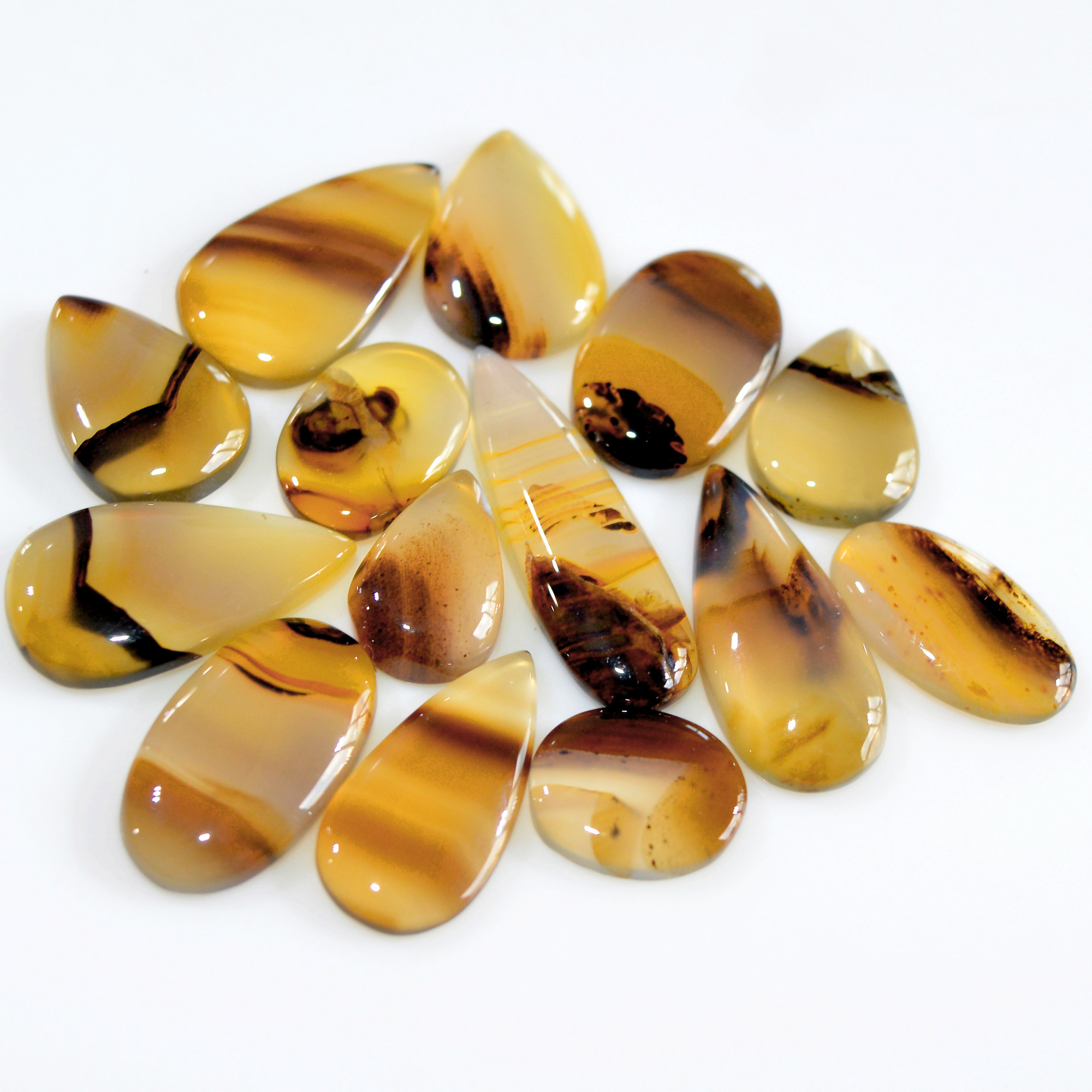 14 Pcs 107 Cts Natural Montana Agate Cabochon Loose Gemstone Loose Jewelry Making Lot Semi-Precious Gemstones 29x8 13x10mm 16249