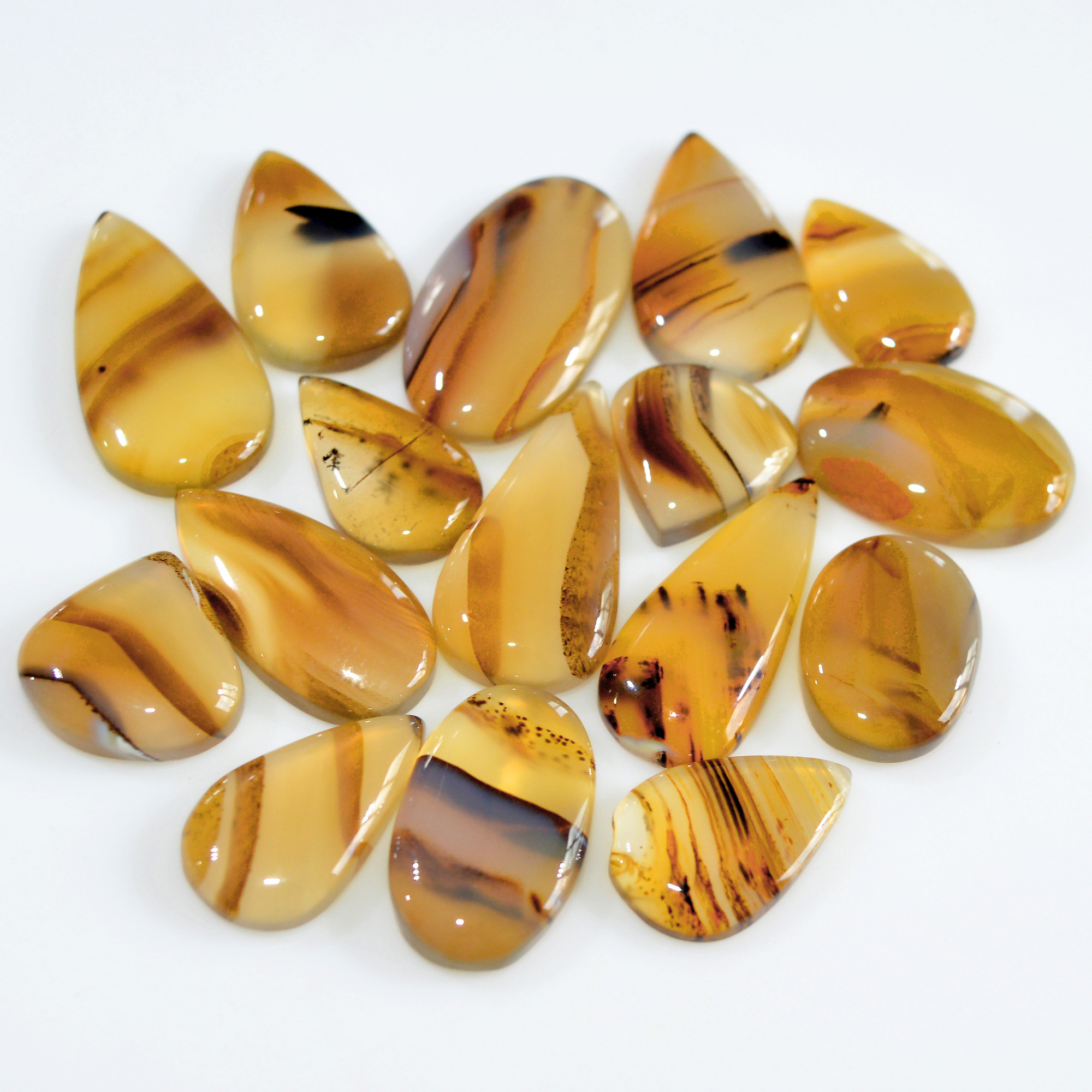 16 Pcs 139 Cts Natural Montana Agate Cabochon Loose Gemstone Loose Jewelry Making Lot Semi-Precious Gemstones 24x11 13x12mm 16250