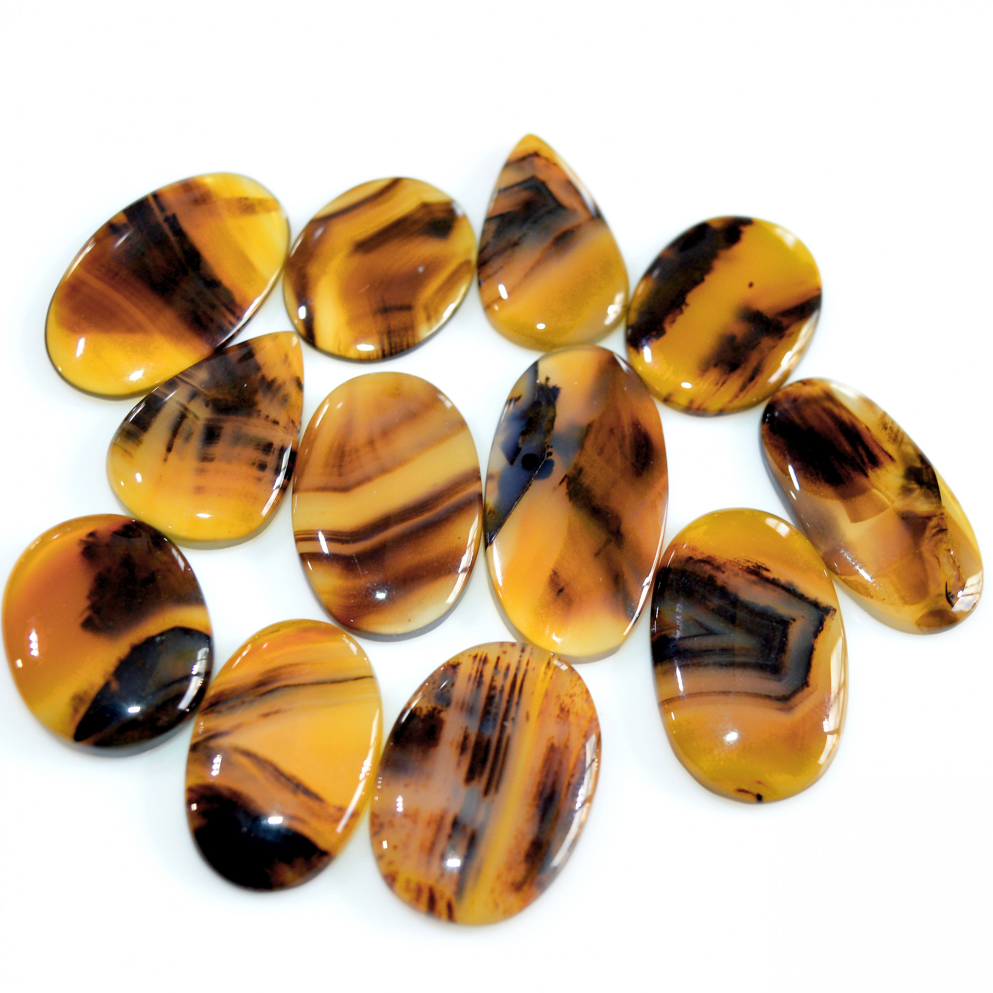12 Pcs 184 Cts Natural Montana Agate Cabochon Loose Gemstone Loose Jewelry Making Lot Semi-Precious Gemstones 30x15 20x15mm 16251