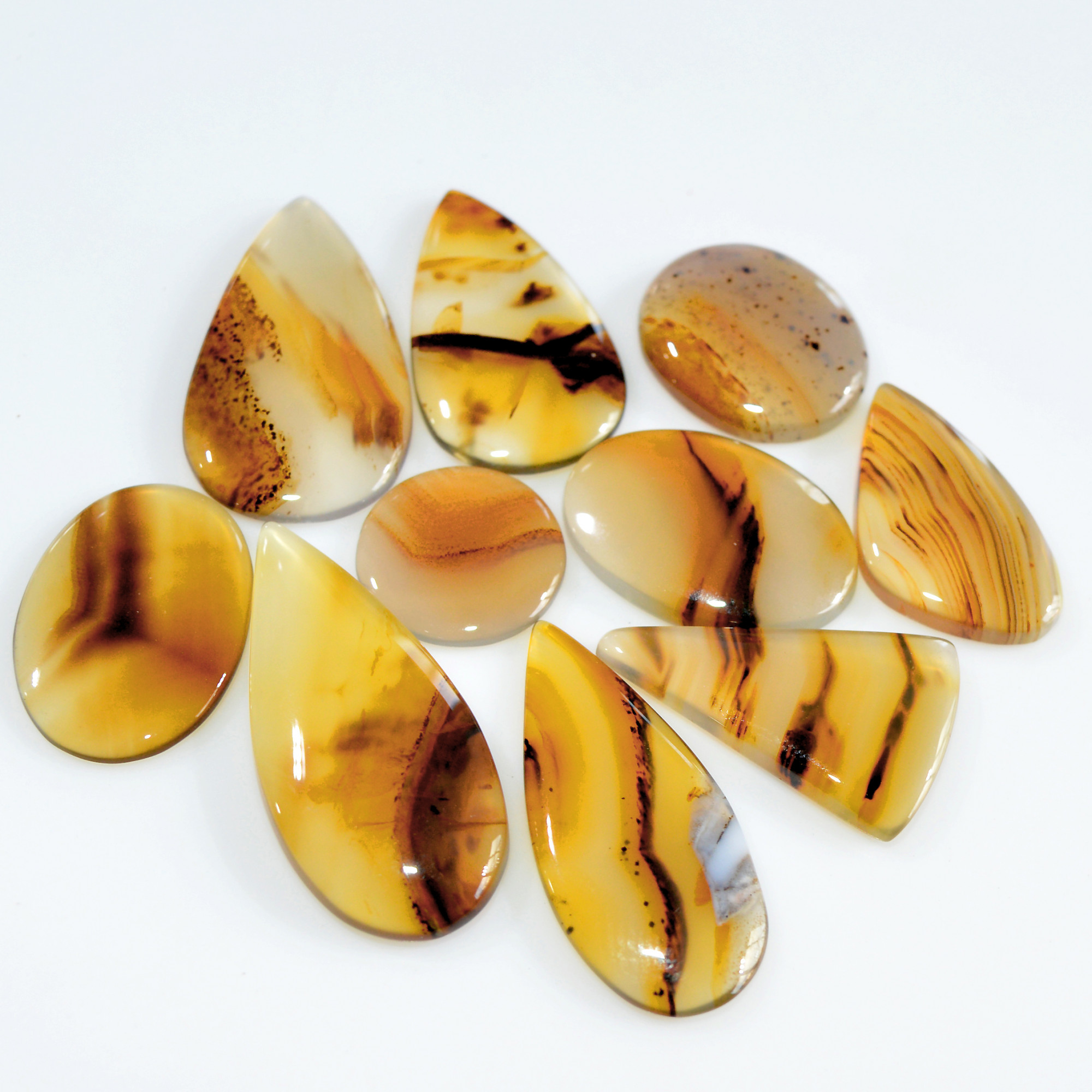 10 Pcs 121 Cts Natural Montana Agate Cabochon Loose Gemstone Loose Jewelry Making Lot Semi-Precious Gemstones 35x15 14x14mm 16252