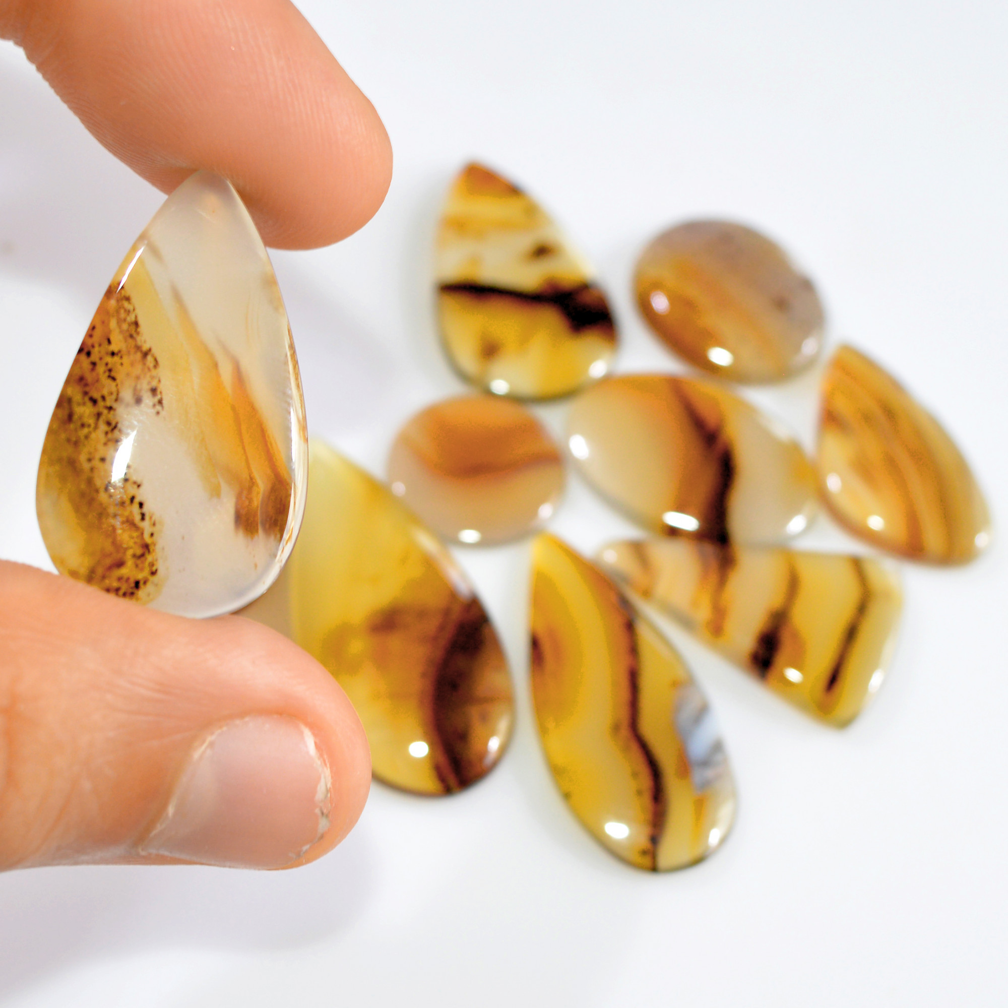 10 Pcs 121 Cts Natural Montana Agate Cabochon Loose Gemstone Loose Jewelry Making Lot Semi-Precious Gemstones 35x15 14x14mm 16252