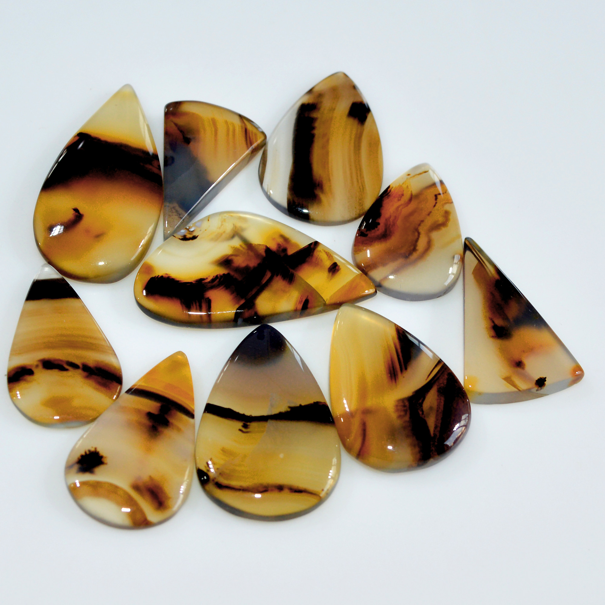 10 Pcs 125 Cts Natural Montana Agate Cabochon Loose Gemstone Loose Jewelry Making Lot Semi-Precious Gemstones 32x14 22x13mm 16253
