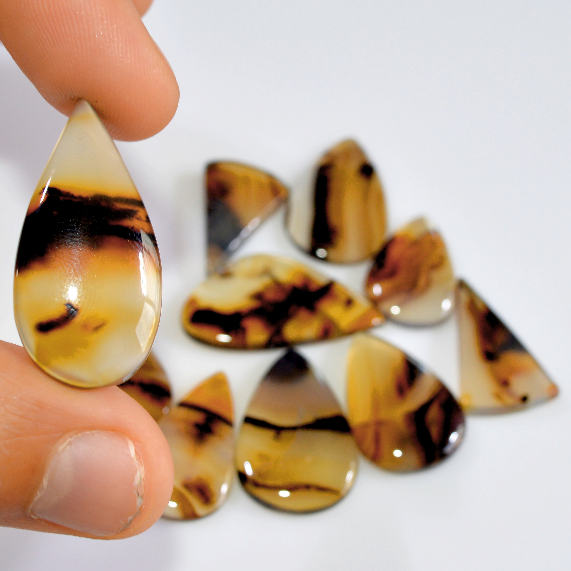 10 Pcs 125 Cts Natural Montana Agate Cabochon Loose Gemstone Loose Jewelry Making Lot Semi-Precious Gemstones 32x14 22x13mm 16253