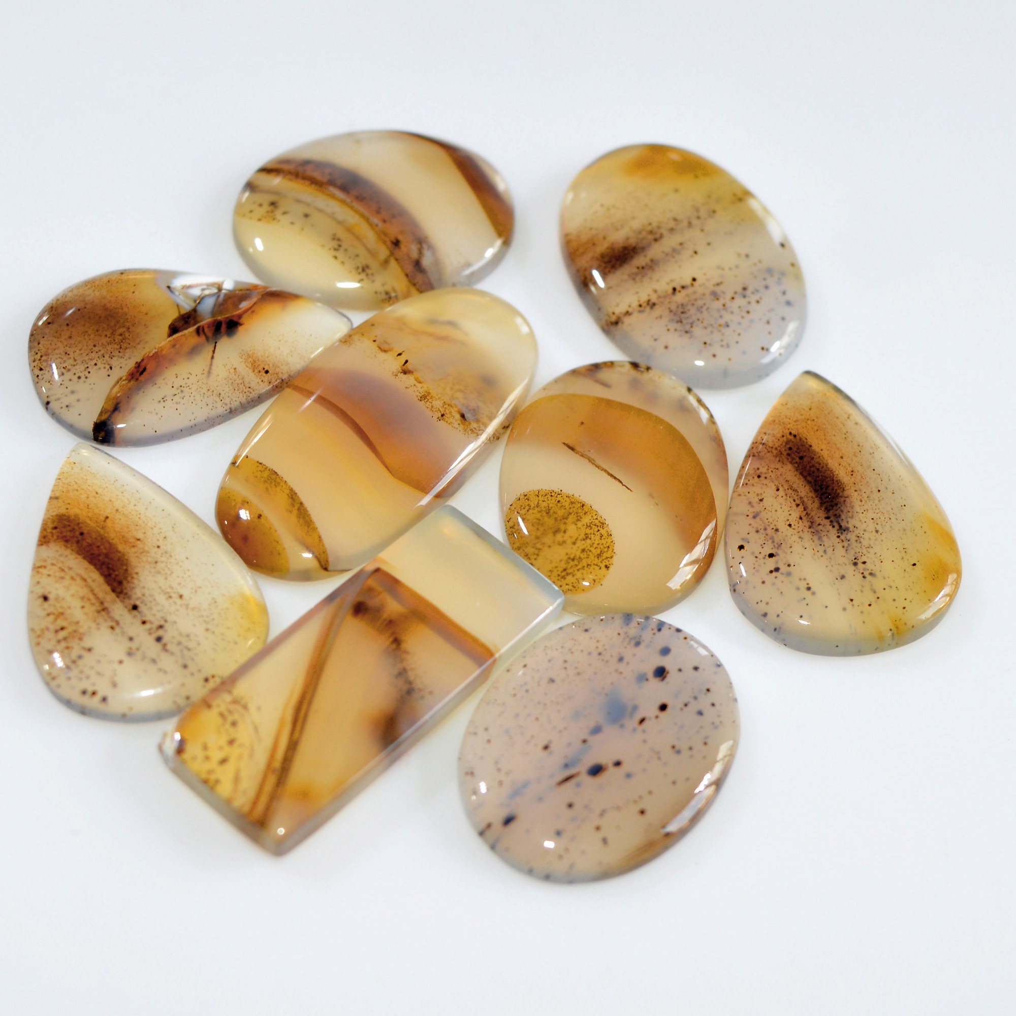 9 Pcs 110 Cts Natural Montana Agate Cabochon Loose Gemstone Loose Jewelry Making Lot Semi-Precious Gemstones 28x13 20x15mm 16254