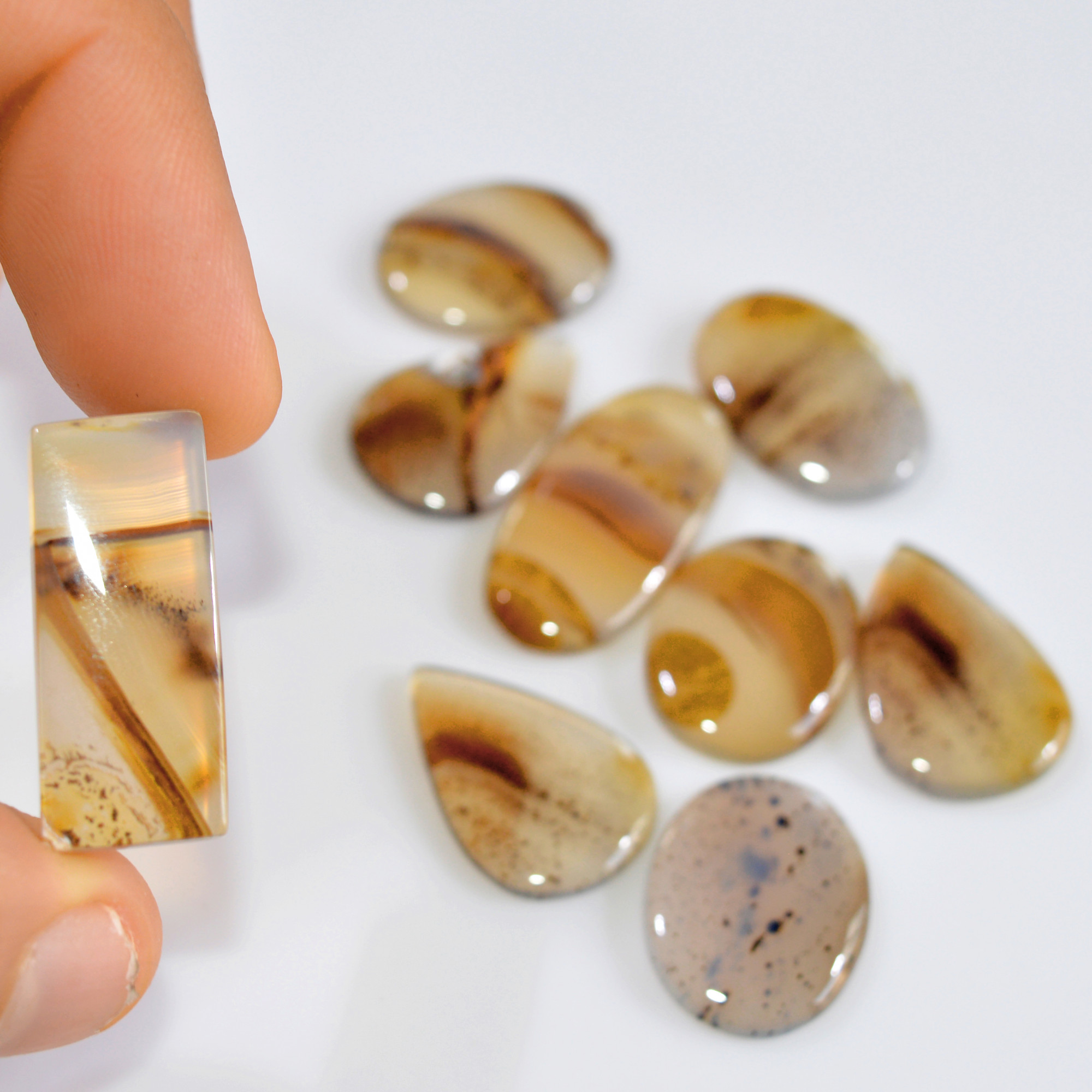 9 Pcs 110 Cts Natural Montana Agate Cabochon Loose Gemstone Loose Jewelry Making Lot Semi-Precious Gemstones 28x13 20x15mm 16254