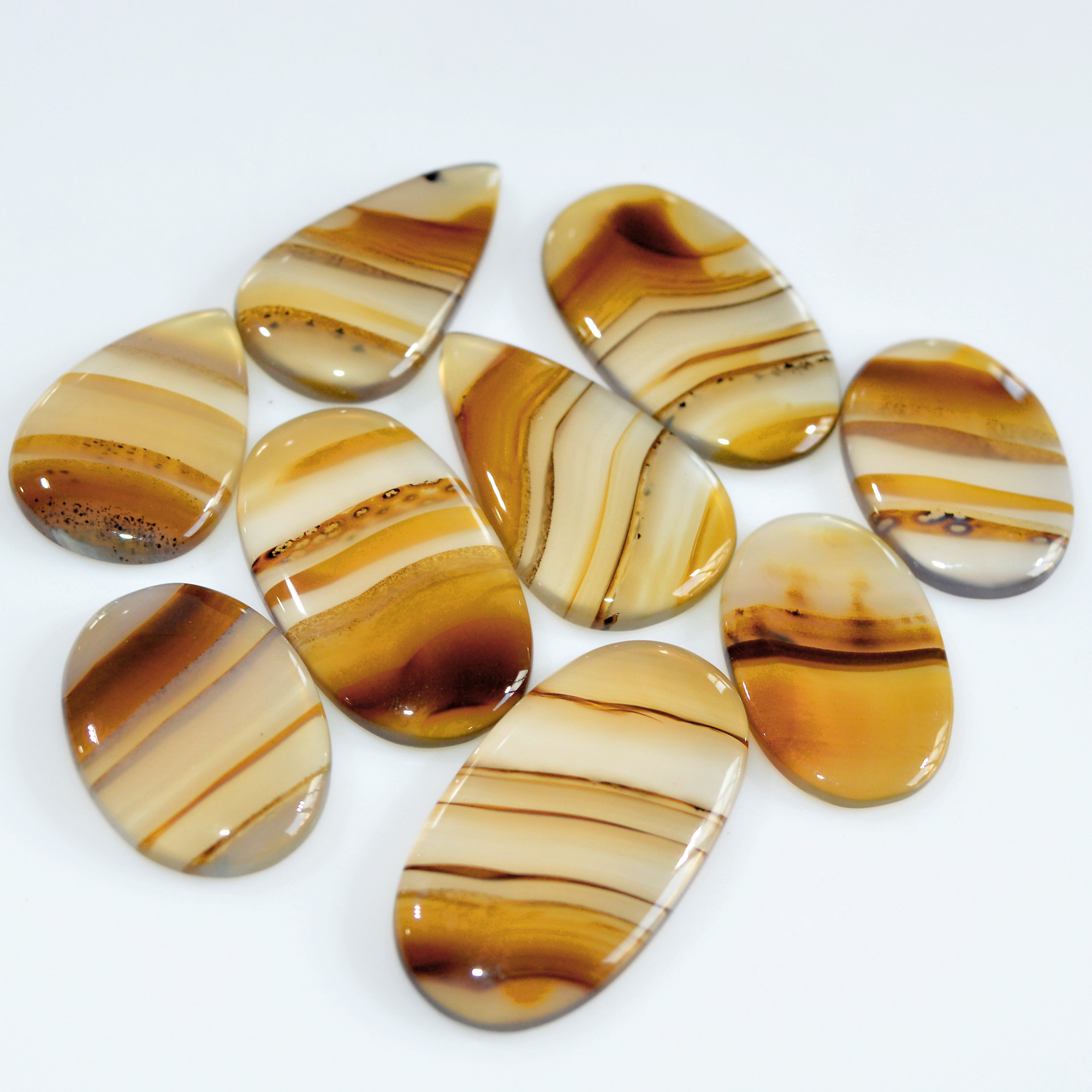 9 Pcs 146 Cts Natural Montana Agate Cabochon Loose Gemstone Loose Jewelry Making Lot Semi-Precious Gemstones 31x15 23x15mm 16255