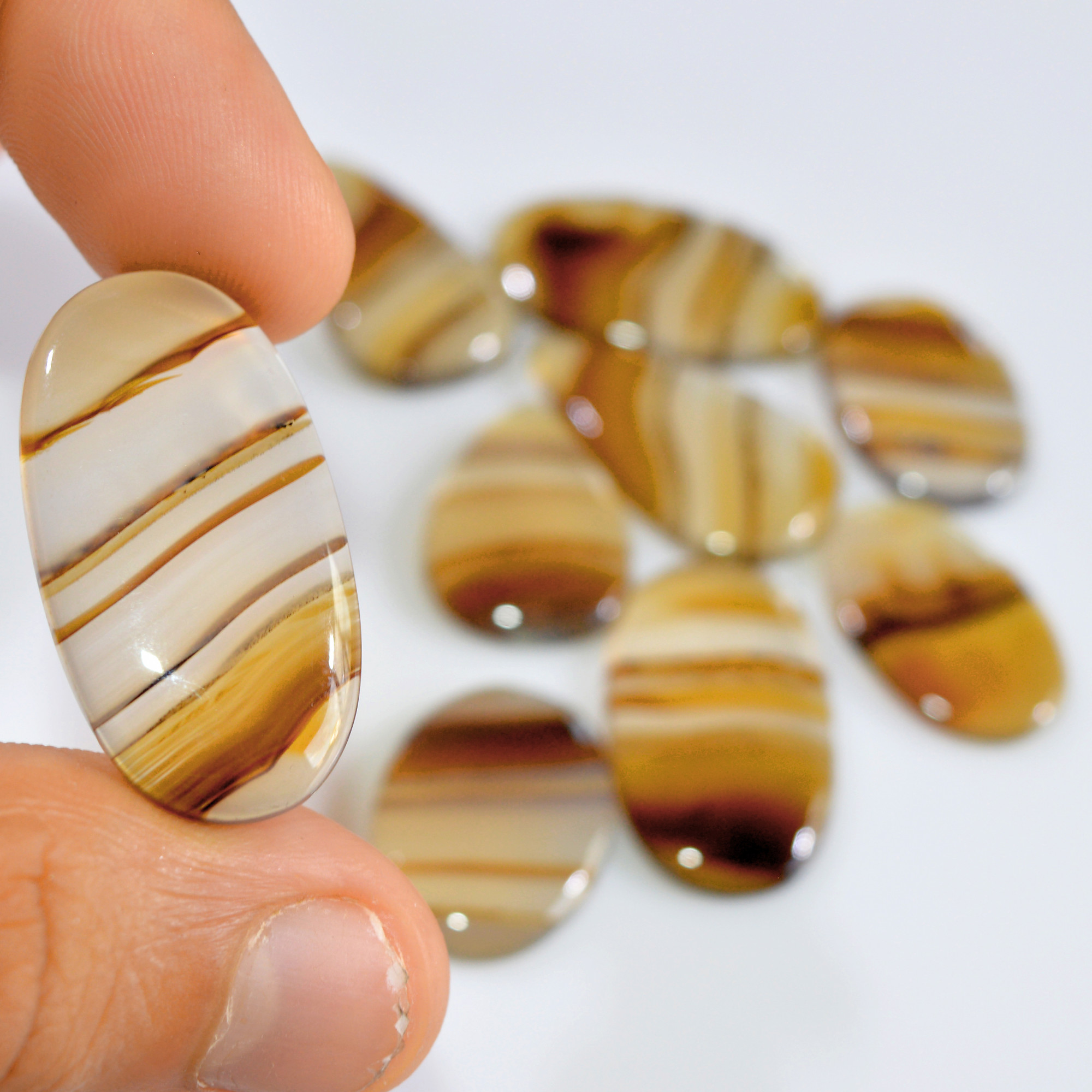 9 Pcs 146 Cts Natural Montana Agate Cabochon Loose Gemstone Loose Jewelry Making Lot Semi-Precious Gemstones 31x15 23x15mm 16255