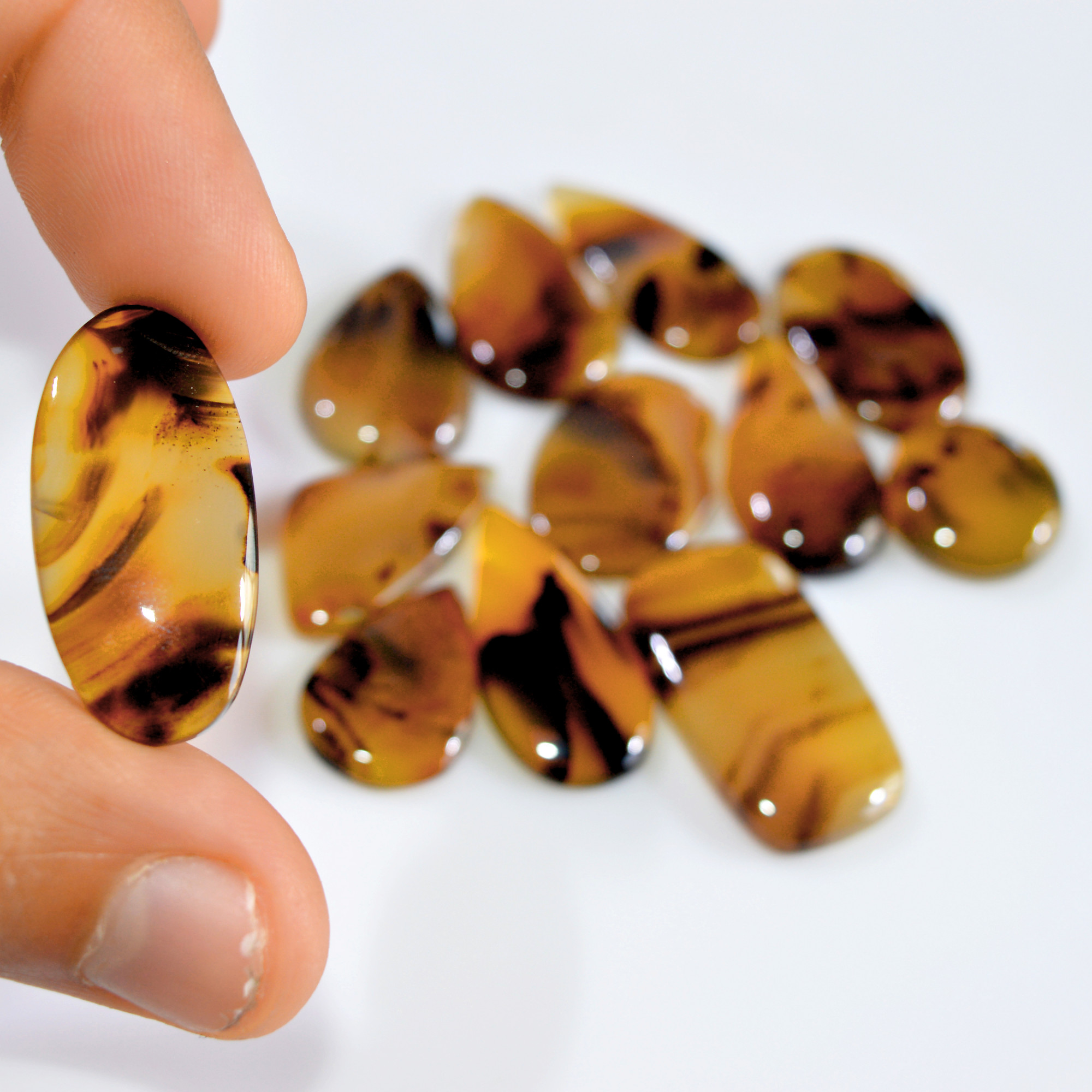 12 Pcs 177 Cts Natural Montana Agate Cabochon Loose Gemstone Loose Jewelry Making Lot Semi-Precious Gemstones 29x15 15x15mm 16256