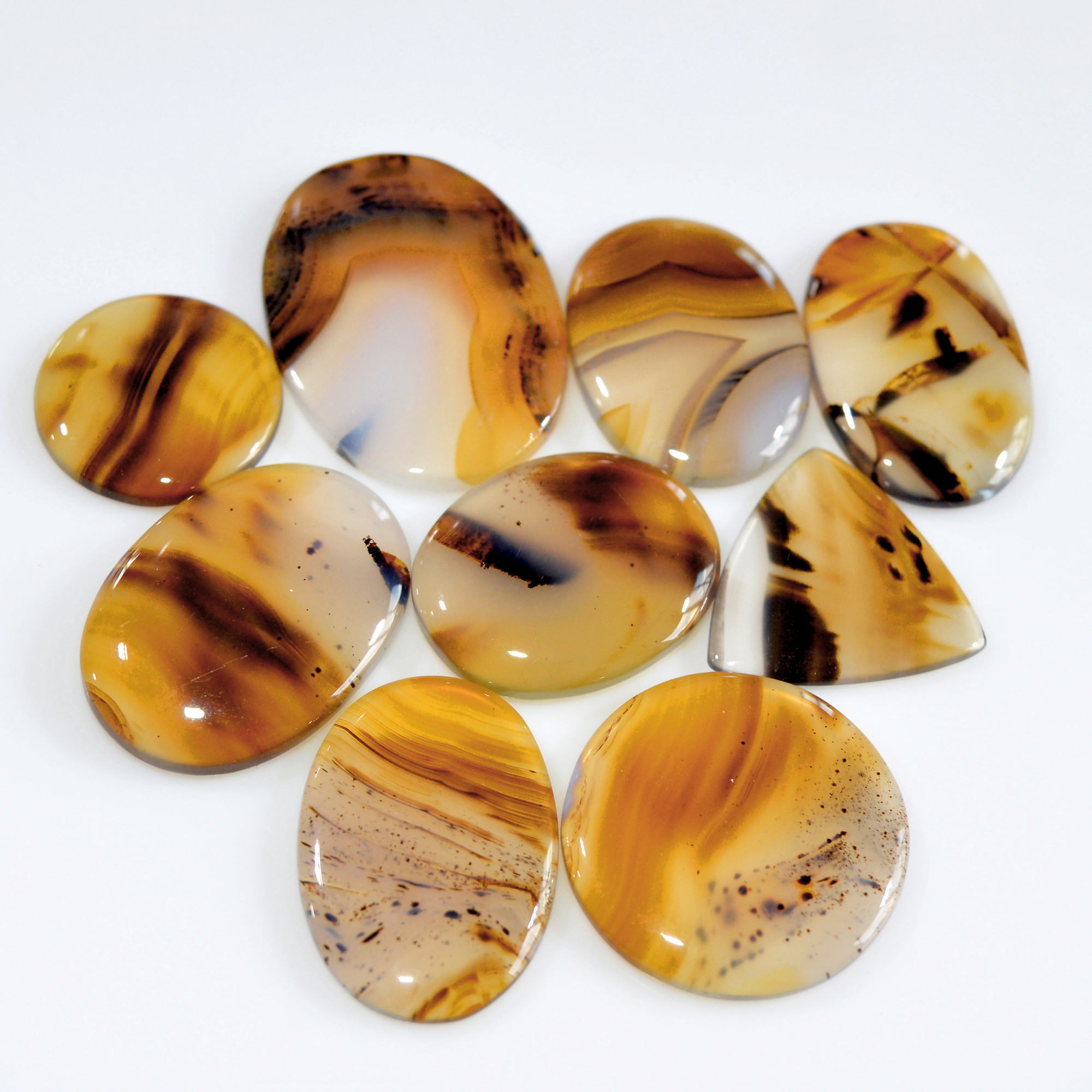 9 Pcs 171 Cts Natural Montana Agate Cabochon Loose Lot Gemstone Mix Shape and Size Loose Wholesale Gemstone Lot 30x22 18x18mm 16264