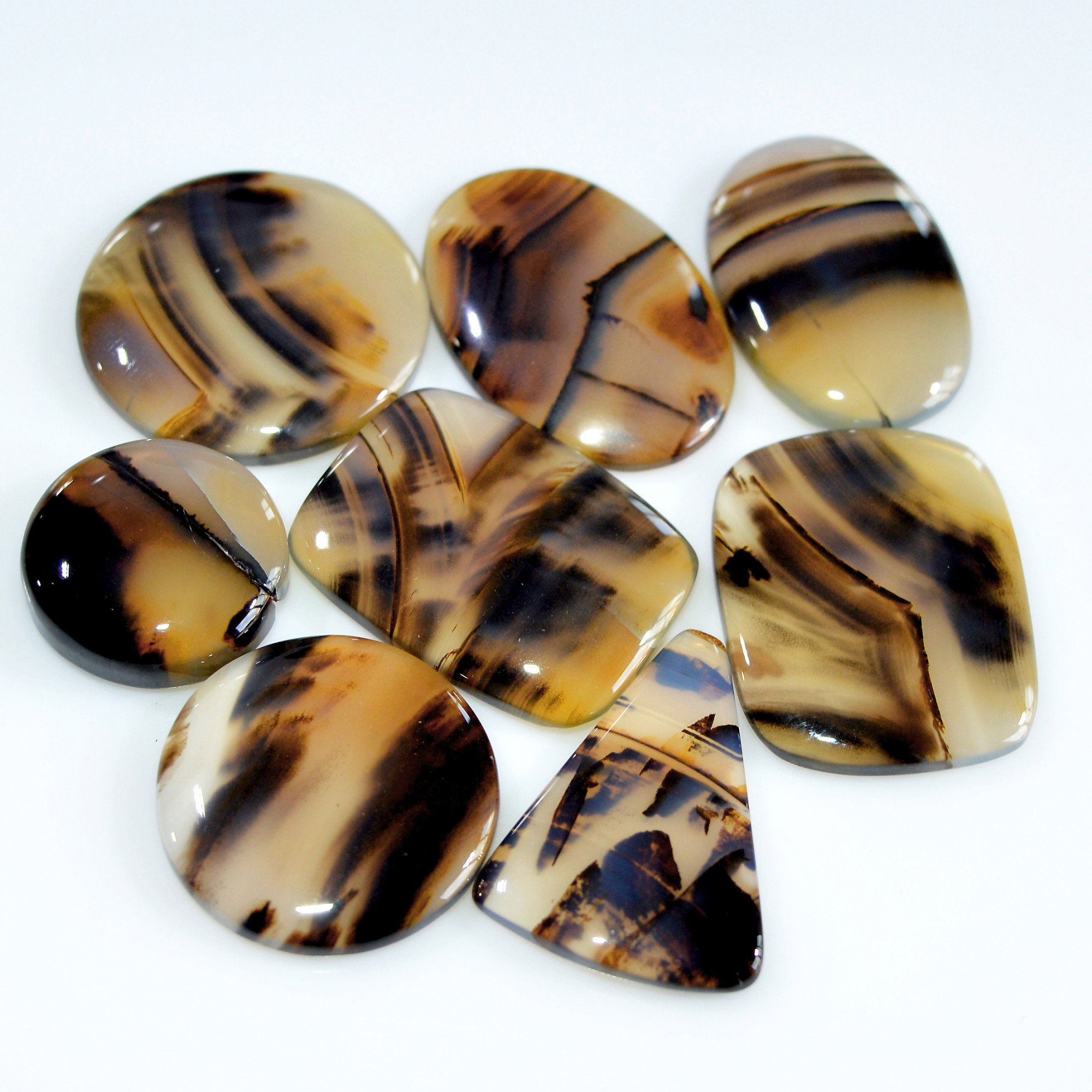 8 Pcs 154 Cts Natural Montana Agate Cabochon Loose Lot Gemstone Mix Shape and Size Loose Wholesale Gemstone Lot 24x24 15x15mm 16267