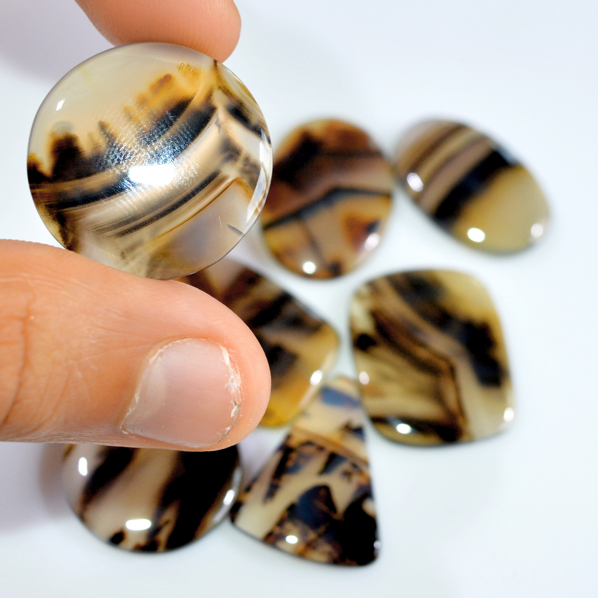 8 Pcs 154 Cts Natural Montana Agate Cabochon Loose Lot Gemstone Mix Shape and Size Loose Wholesale Gemstone Lot 24x24 15x15mm 16267