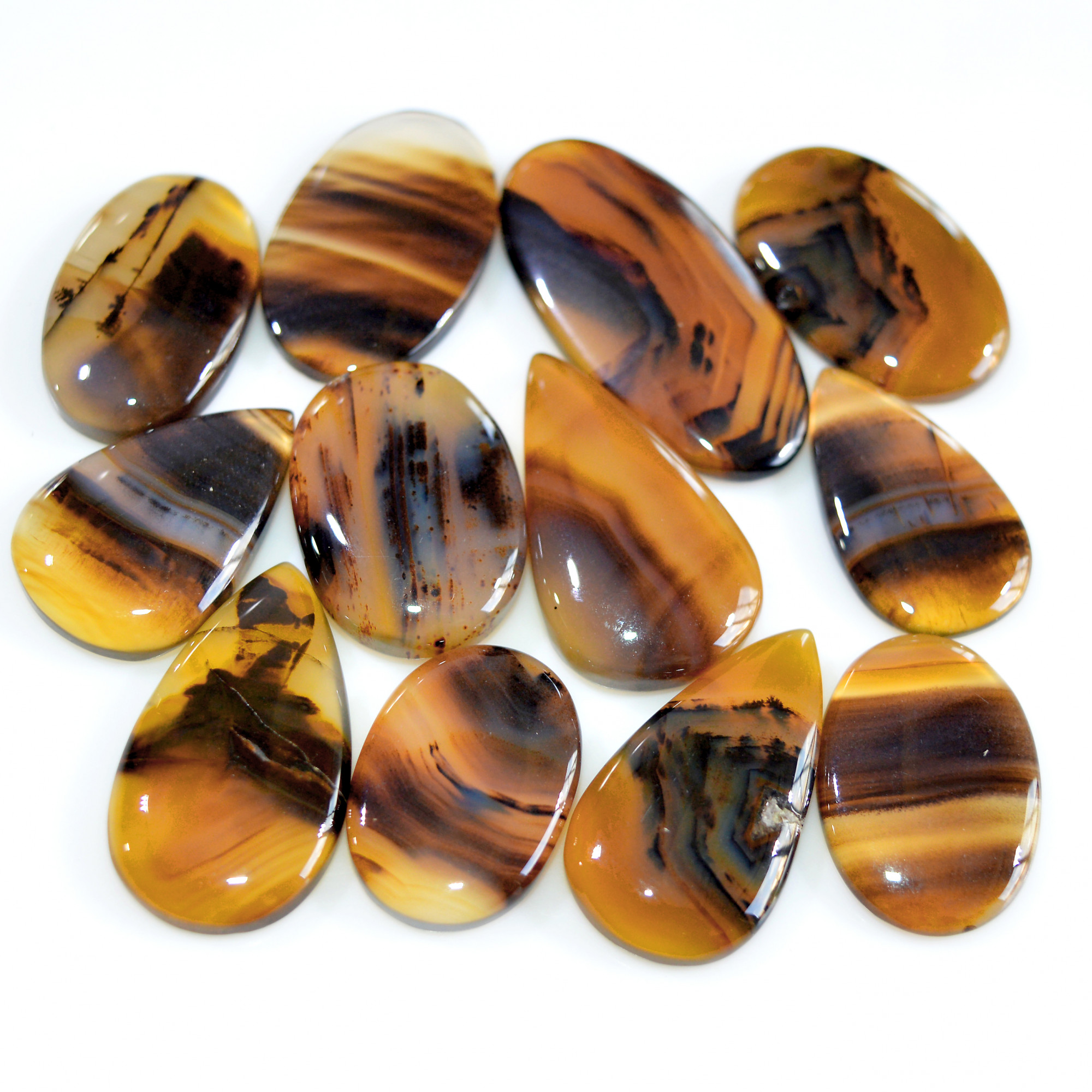 12 Pcs 216 Cts Natural Montana Agate Cabochon Loose Lot Gemstone Mix Shape and Size Loose Wholesale Gemstone Lot 35x15 20x14mm 16269