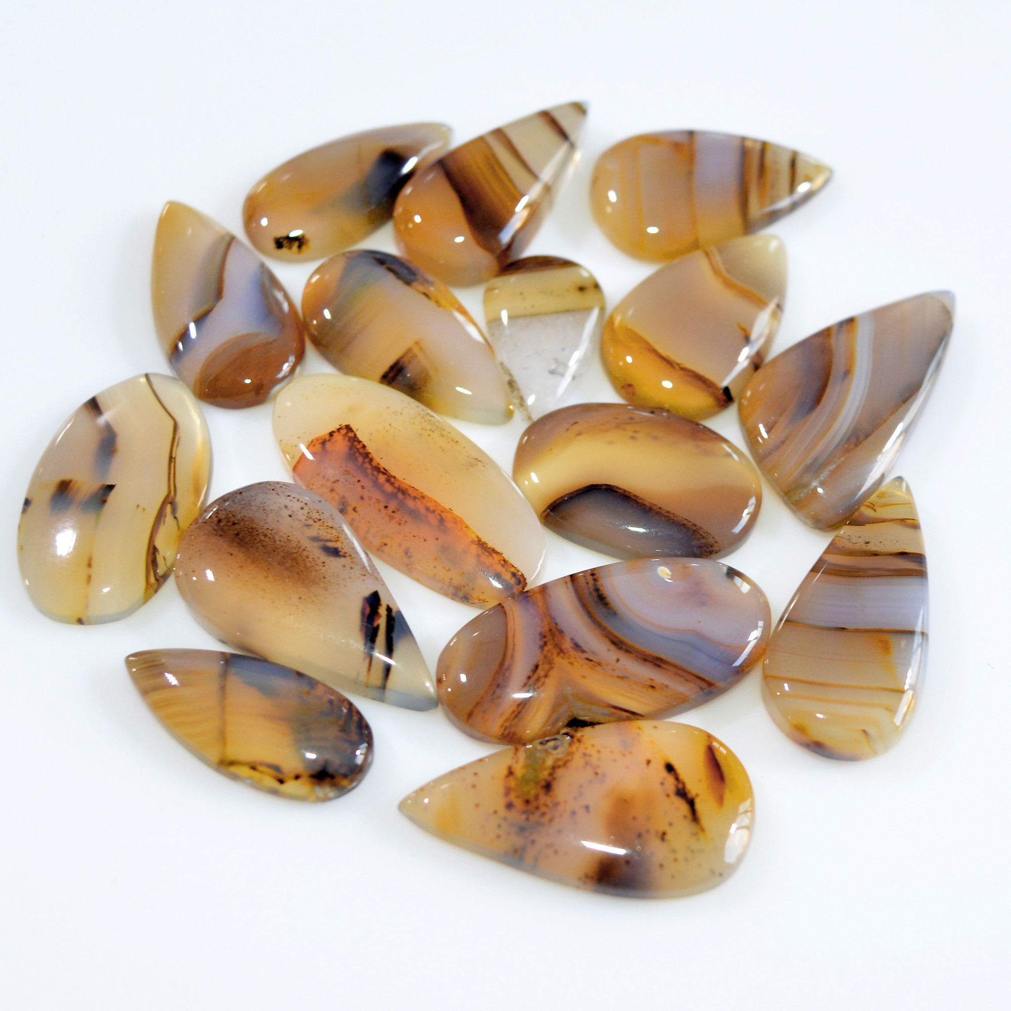 16 Pcs 167 Cts Natural Montana Agate Cabochon Loose Lot Gemstone Mix Shape and Size Loose Wholesale Gemstone Lot 25x10 15x10mm 16271