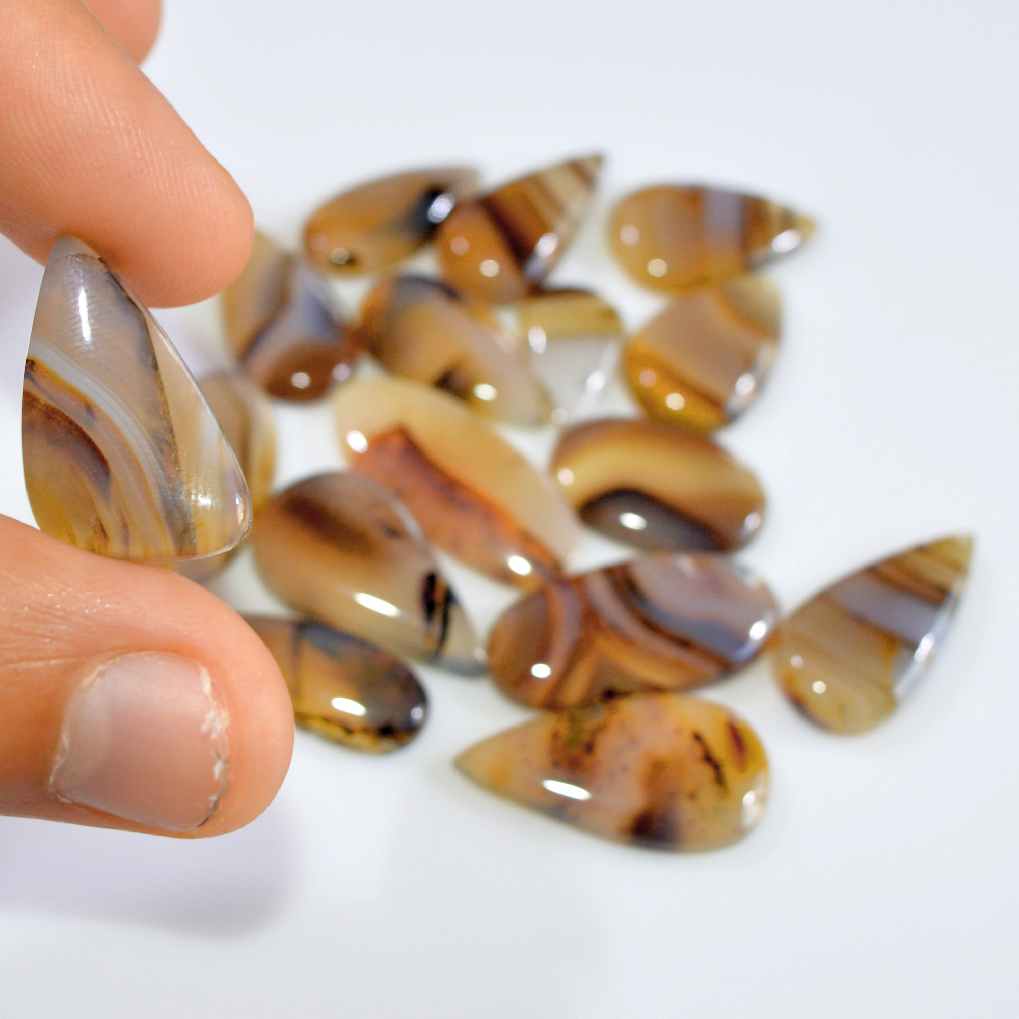 16 Pcs 167 Cts Natural Montana Agate Cabochon Loose Lot Gemstone Mix Shape and Size Loose Wholesale Gemstone Lot 25x10 15x10mm 16271