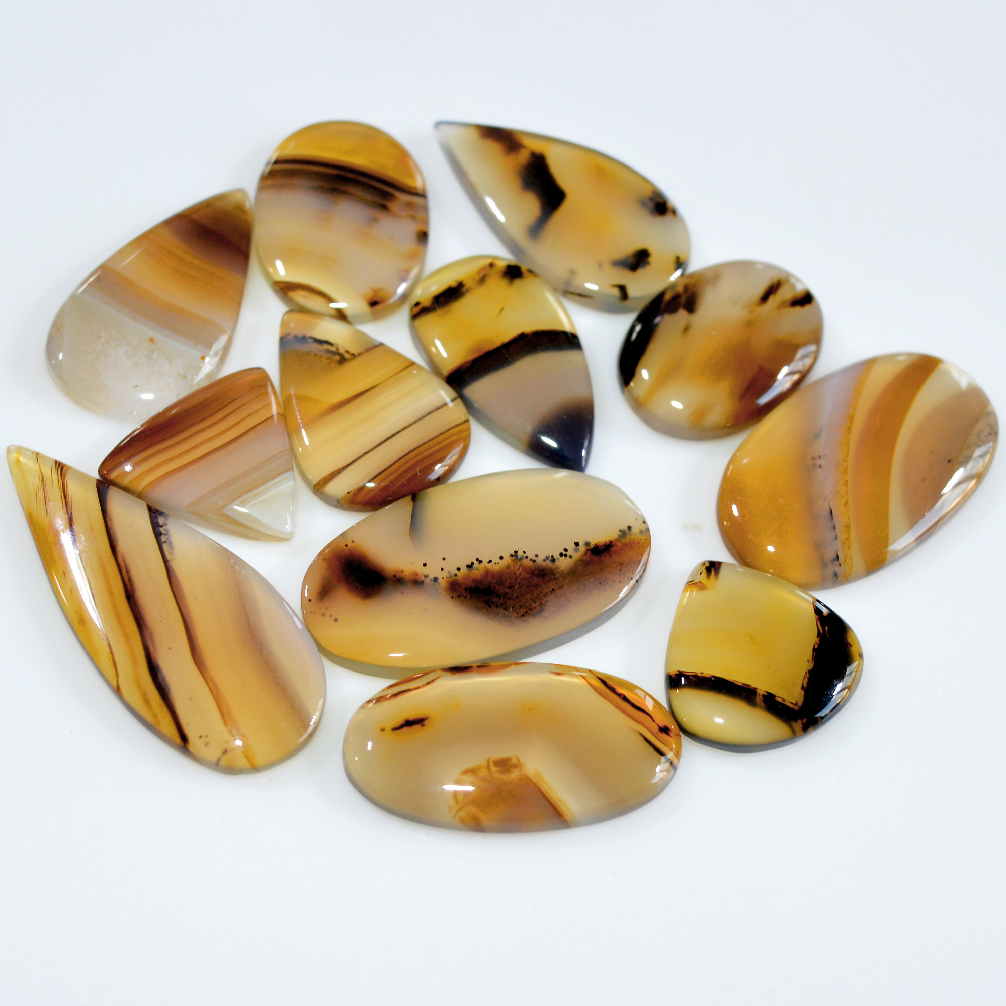 12 Pcs 172 Cts Natural Montana Agate Cabochon Loose Lot Gemstone Mix Shape and Size Loose Wholesale Gemstone Lot 36x14 16x16mm 16273